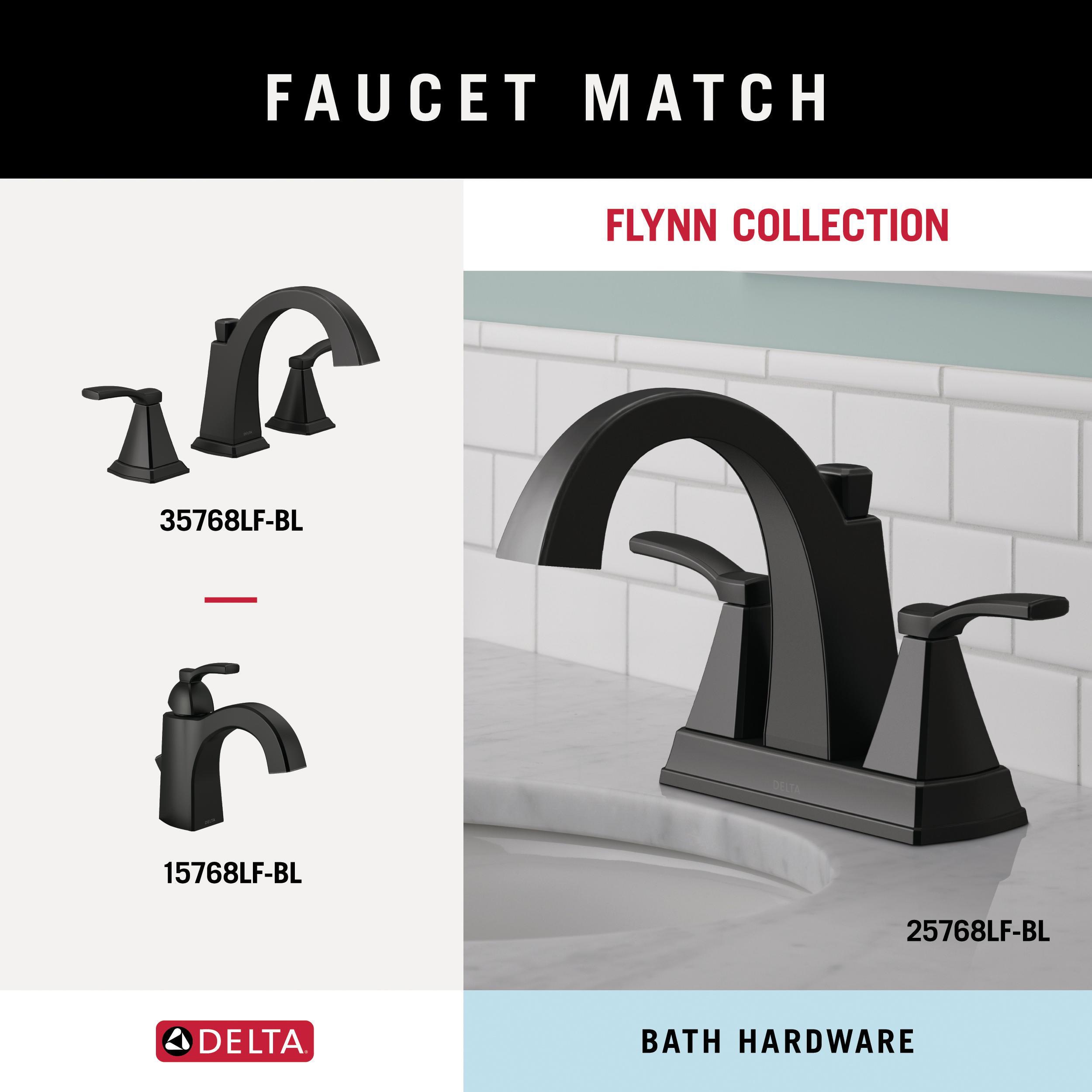 Juego de accesorios de baño decorativos en negro mate Delta Flynn de 3 piezas: Barra para toallas, Portarrollos de papel higiénico, Anillo para toallas incluidos FLY63-MB