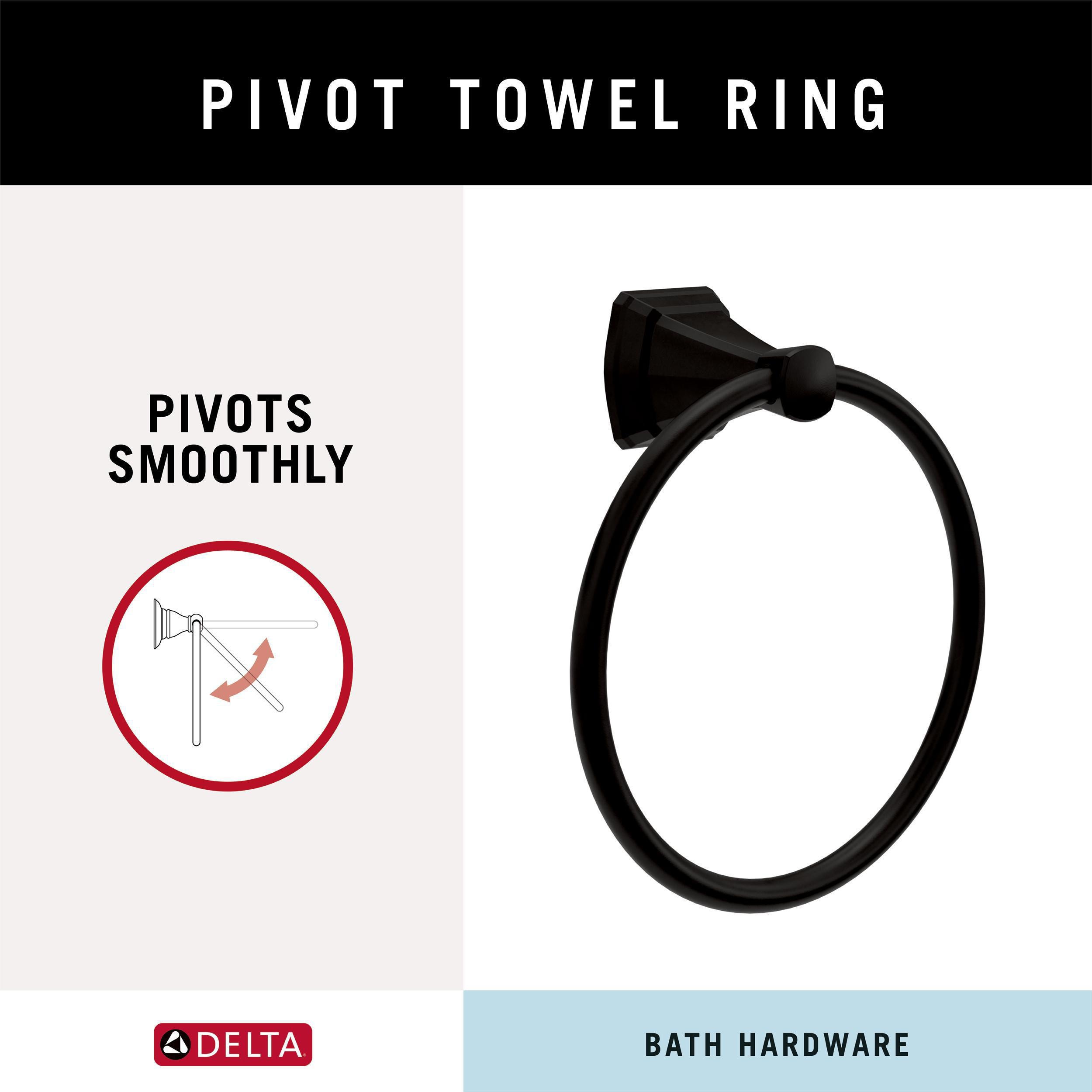 Juego de accesorios de baño decorativos en negro mate Delta Flynn de 3 piezas: Barra para toallas, Portarrollos de papel higiénico, Anillo para toallas incluidos FLY63-MB