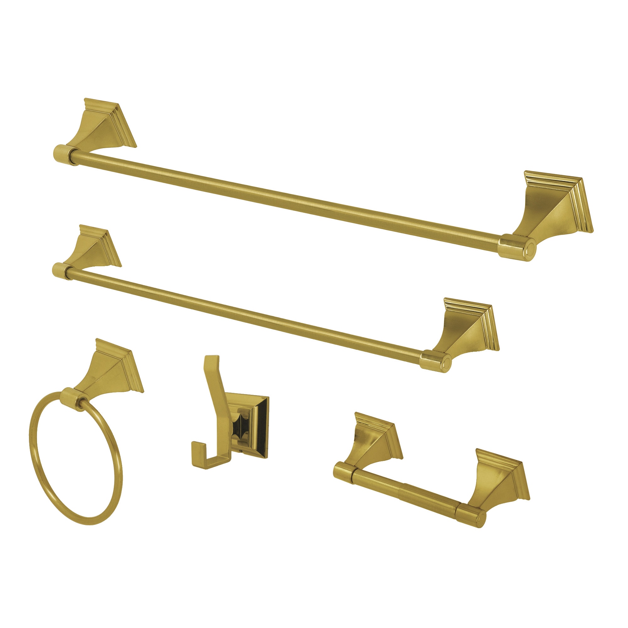 Juego de Accesorios de Baño Decorativos de Bronce Cepillado Monarch de 5 Piezas Kingston Brass, que incluye Barra de Toallas, Porta Papel Higiénico, Anillo de Toallas y Gancho para Bata UBAHK61212478BB