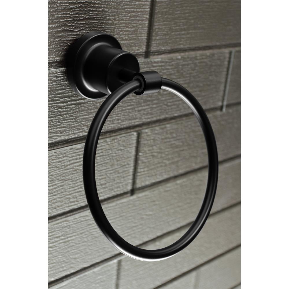 Juego de 5 piezas de accesorios para baño en negro mate Kingston Brass Concord - Barra de toalla, porta papel higiénico, argolla para toalla, gancho para batas incluidos WLBAH8213478MB