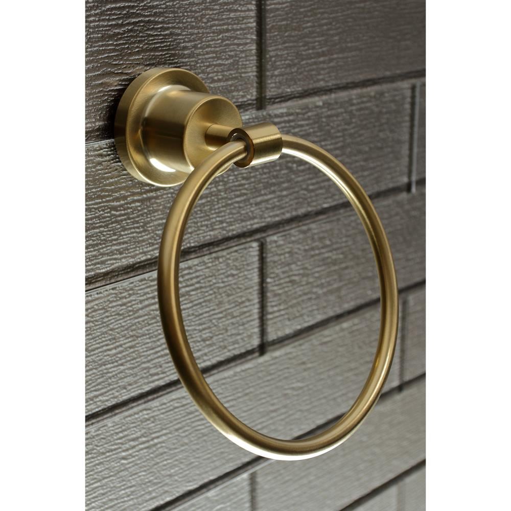 Juego de Accesorios de Baño Decorativos en Latón Cepillado de 5 Piezas Kingston Brass Concord: Barra de Toalla, Porta Papel, Argolla de Toalla, y Gancho para Bata incluidos