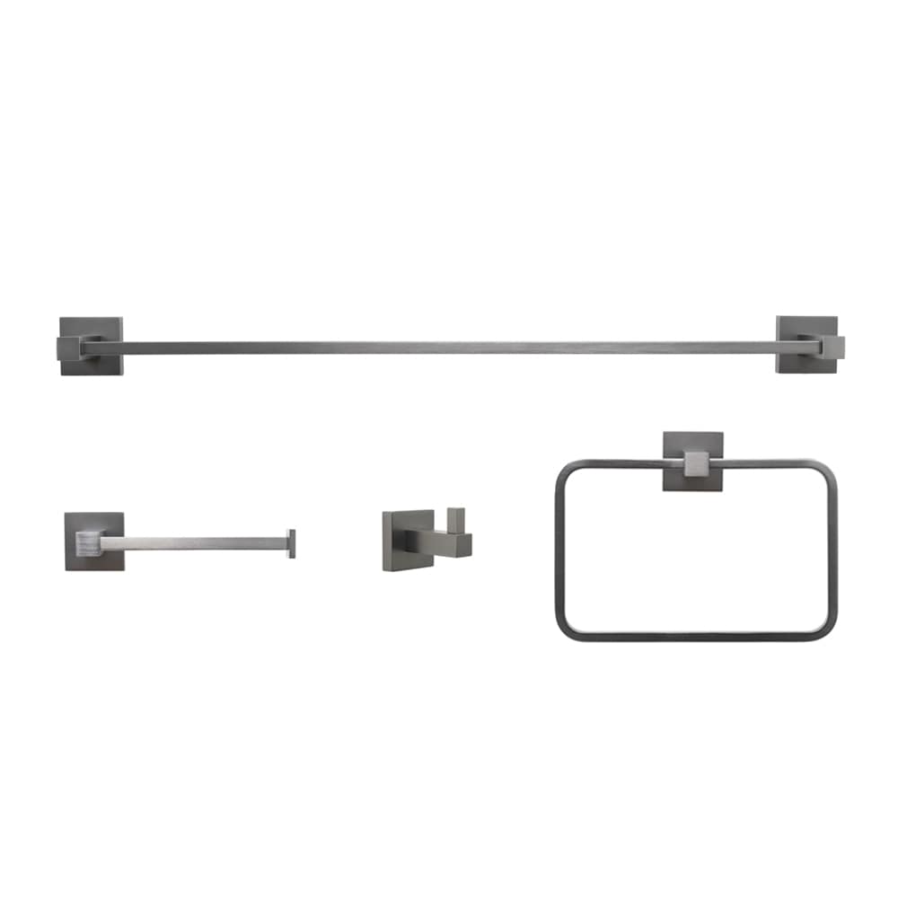 Juego de accesorios de baño decorativos en tono metálico de Italia 4 piezas Catania - Barra para toallas, portarrollos de papel higiénico, anillo para toallas, gancho para batas incluidos CT418SET