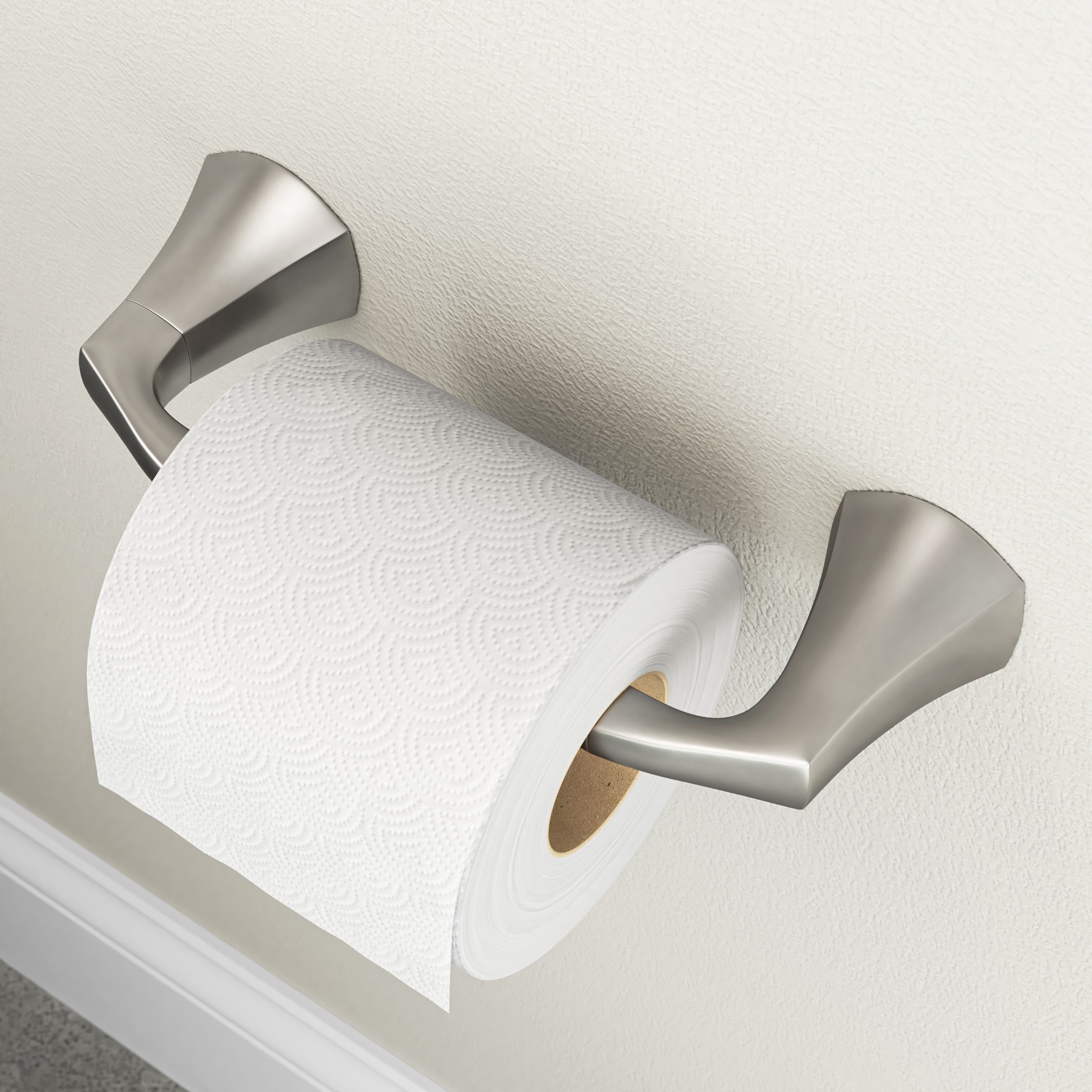 Juego de accesorios de baño decorativos de tres piezas Lindor en níquel cepillado de Moen - Barra de toallas, portarrollos y argolla de toallas incluidos MY8793BN