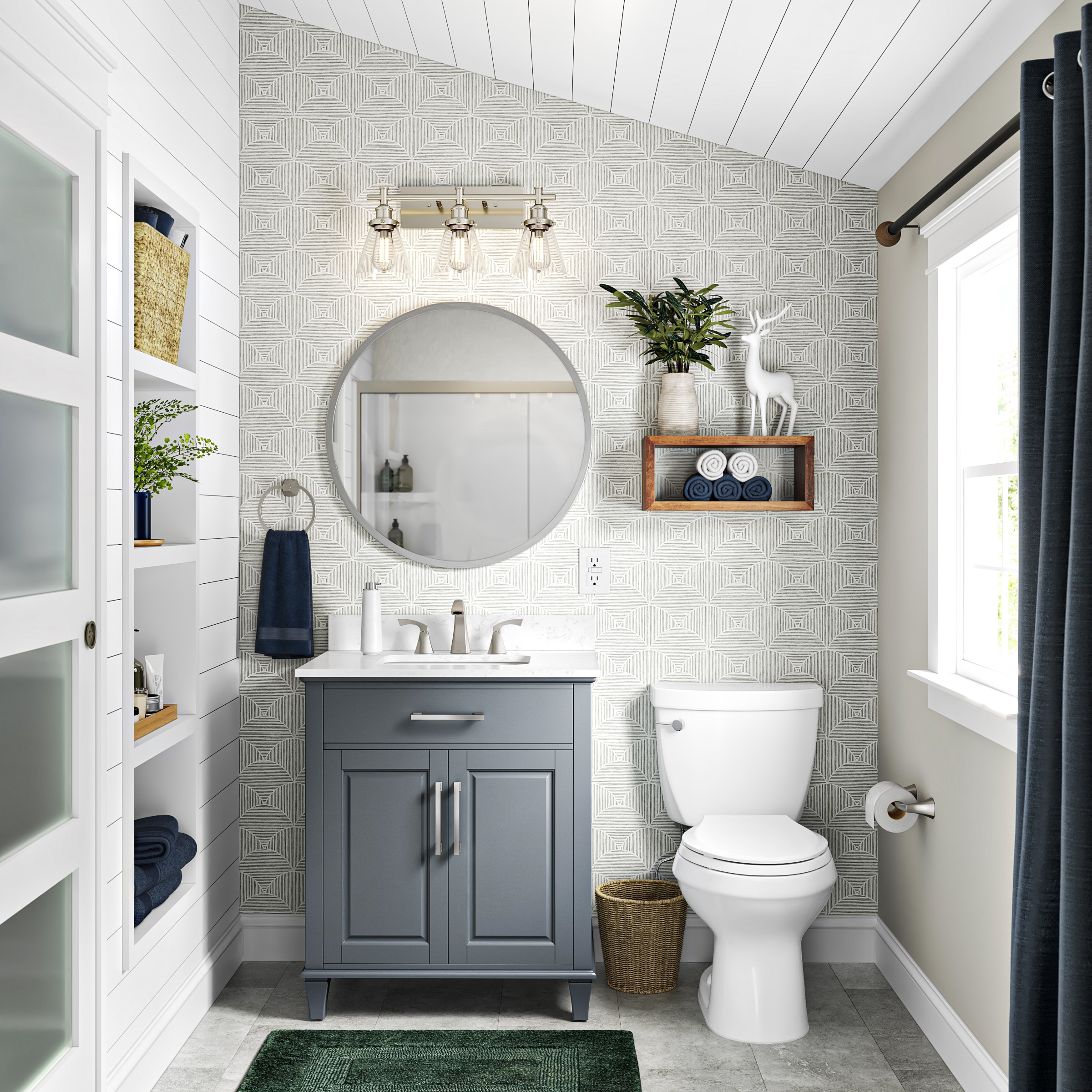 Juego de accesorios de baño decorativos de tres piezas Lindor en níquel cepillado de Moen - Barra de toallas, portarrollos y argolla de toallas incluidos MY8793BN