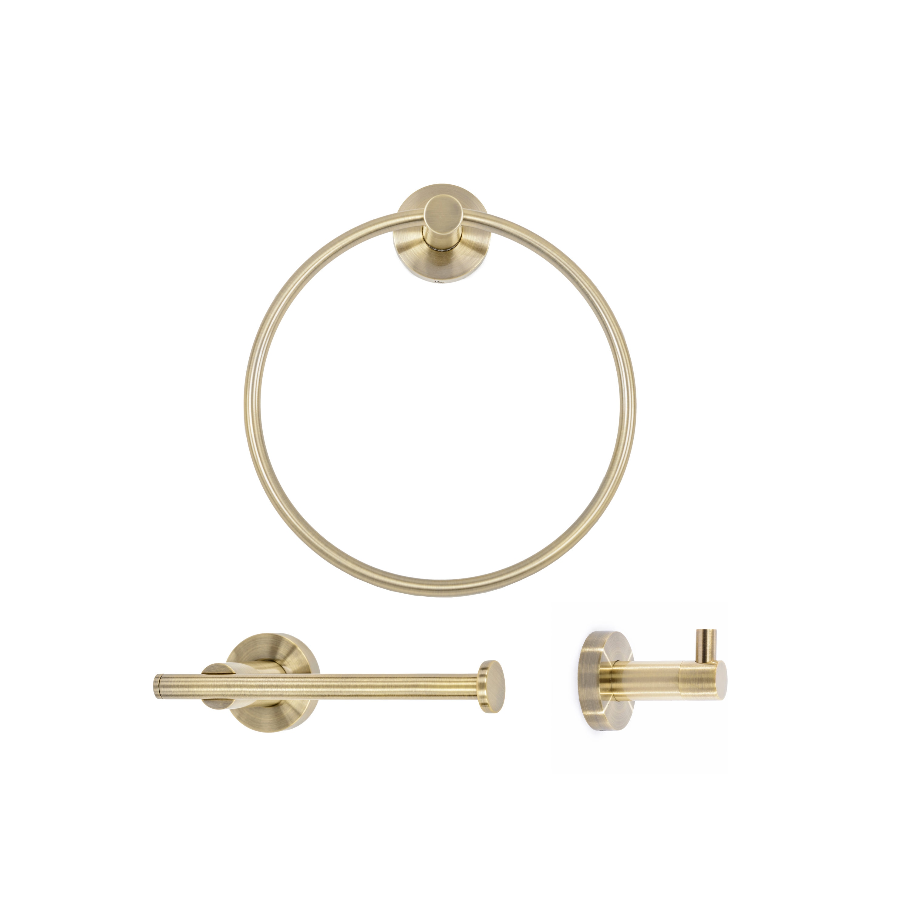Juego de accesorios decorativos para baño de bronce Veneciano de 3 piezas incluye portarrollos de papel higiénico, argolla para toalla y gancho para bata - Italia 3 VE234BZSET