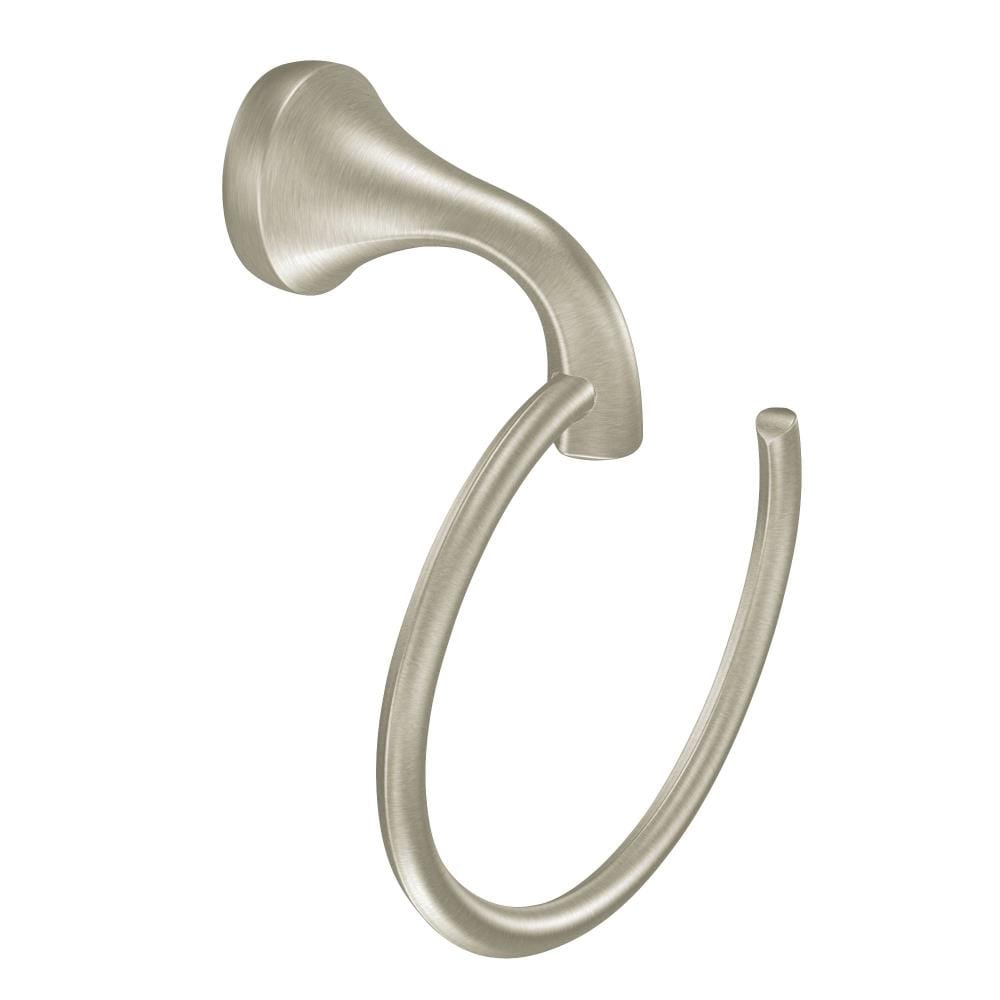 Juego de accesorios decorativos para baño de 3 piezas en níquel cepillado Moen Eva: Barra para toallas, portarrollos y argolla para toallas (Incluye YB28BN-KIT)