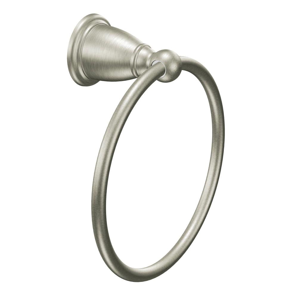 Juego de Accesorios para Baño Decorativo de Nickel Cepillado de 3 Piezas Moen Brantford - Barra de Toallas, Porta Rollos de Papel Higiénico, Anillo de Toallas incluidos YB22BN-KIT.