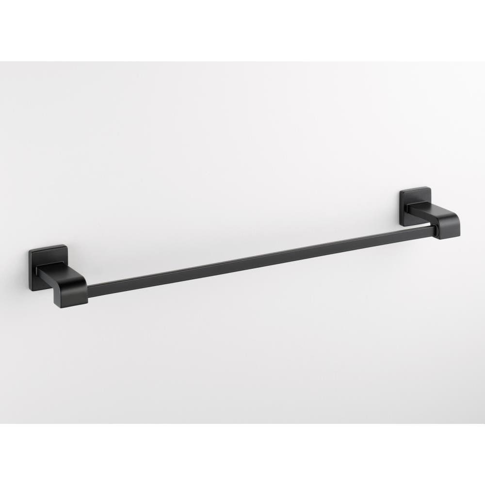 Juego de accesorios de baño decorativos Delta Ara Mate Negro de 4 piezas - Barra para toallas, porta papel higiénico, anillo para toallas, gancho para batas incluidos ARA64-MB-VK