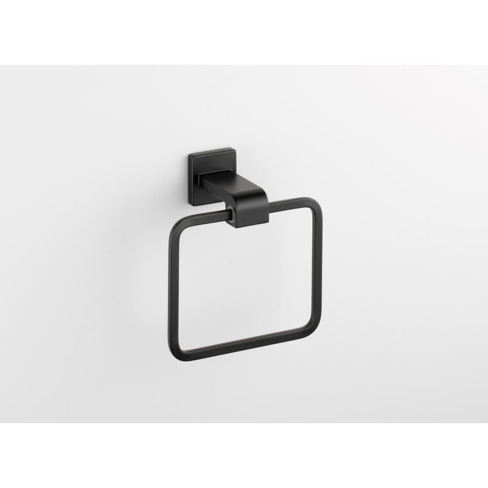 Juego de accesorios de baño decorativos Delta Ara Mate Negro de 4 piezas - Barra para toallas, porta papel higiénico, anillo para toallas, gancho para batas incluidos ARA64-MB-VK
