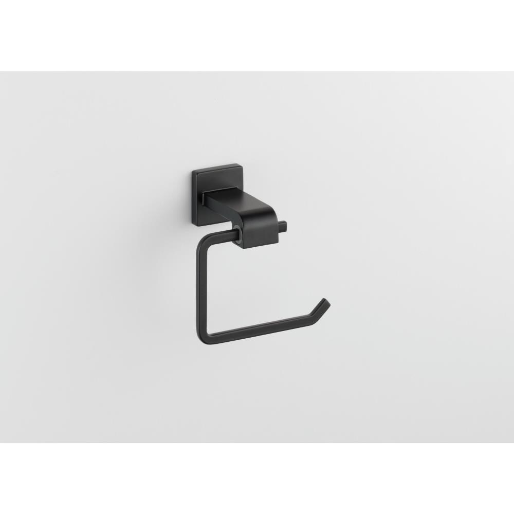 Juego de accesorios de baño decorativos Delta Ara Mate Negro de 4 piezas - Barra para toallas, porta papel higiénico, anillo para toallas, gancho para batas incluidos ARA64-MB-VK