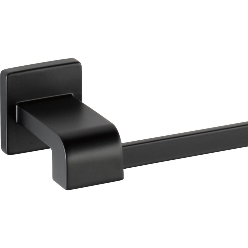 Juego de accesorios de baño decorativos Delta Ara Mate Negro de 4 piezas - Barra para toallas, porta papel higiénico, anillo para toallas, gancho para batas incluidos ARA64-MB-VK