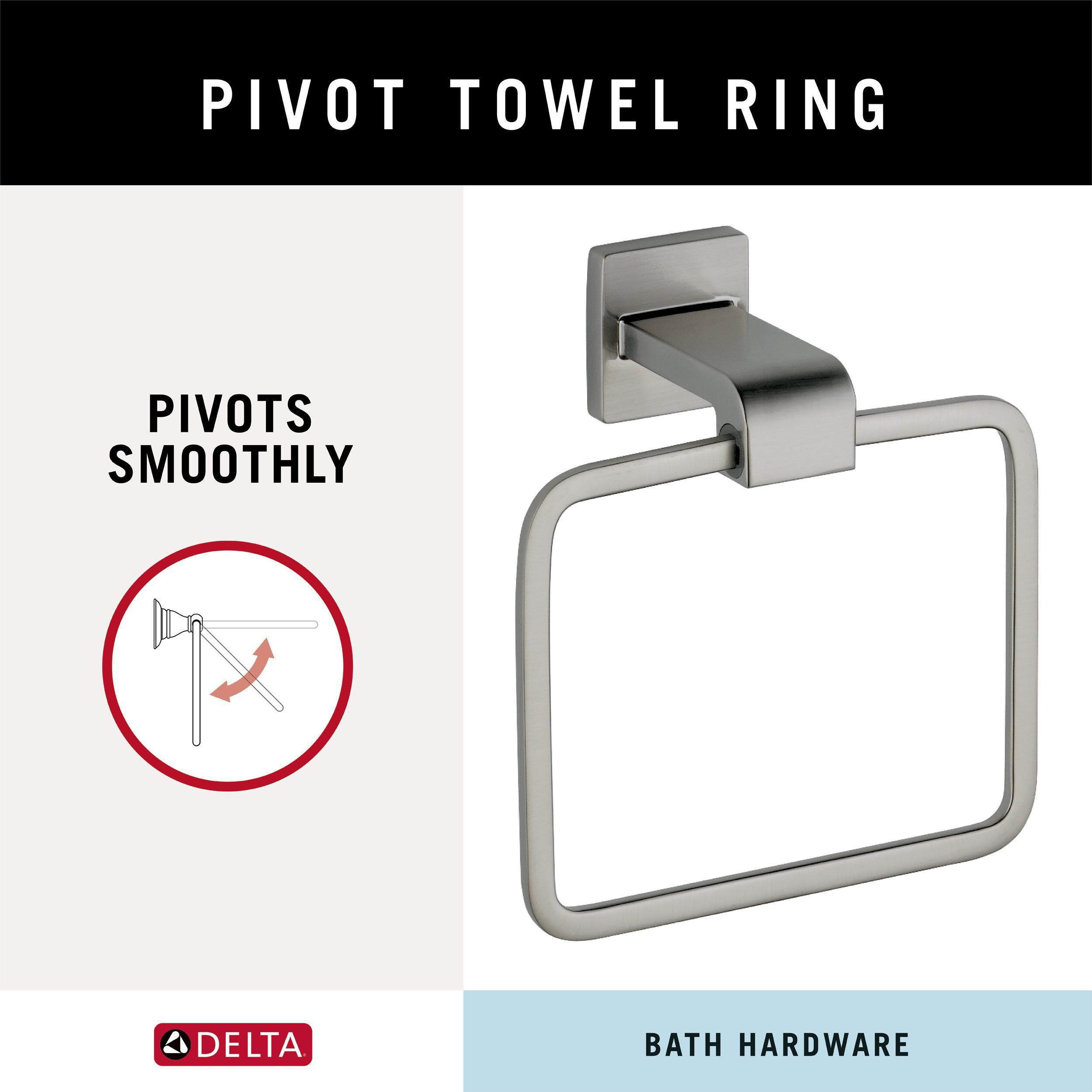 Juego de Accesorios de Baño Decorativos de Acero Inoxidable Delta Ara de 4 Piezas con Barra de Toalla, Porta Papel de Baño, Anillo de Toalla y Gancho para Bata incluidos ARA64-SS-VK