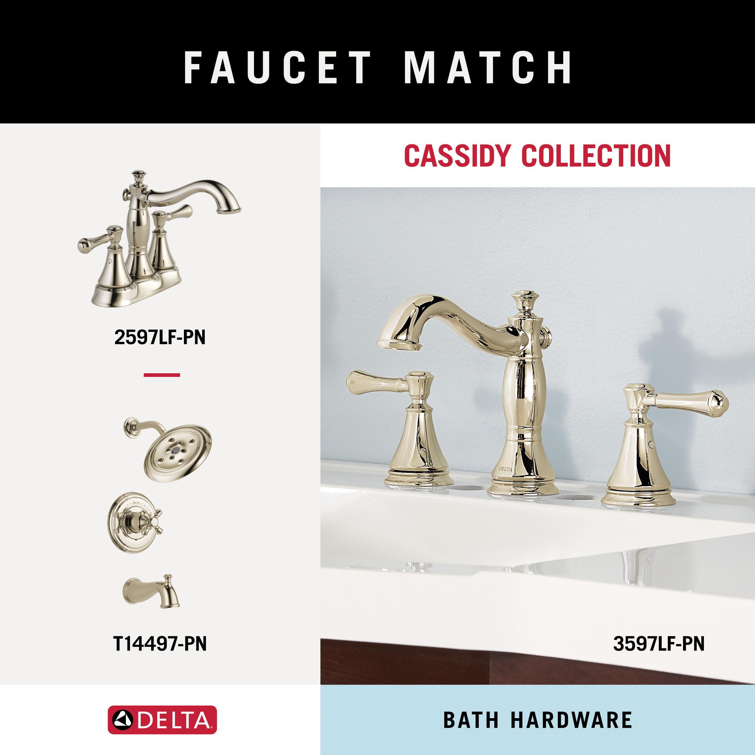 Juego de Accesorios de Baño Decorativos en Níquel Pulido de 4 Piezas Delta Cassidy - Barra de Toallas, Porta Papel Higiénico, Anillo de Toalla, Gancho para Batas incluidos CSS63-PN-K4