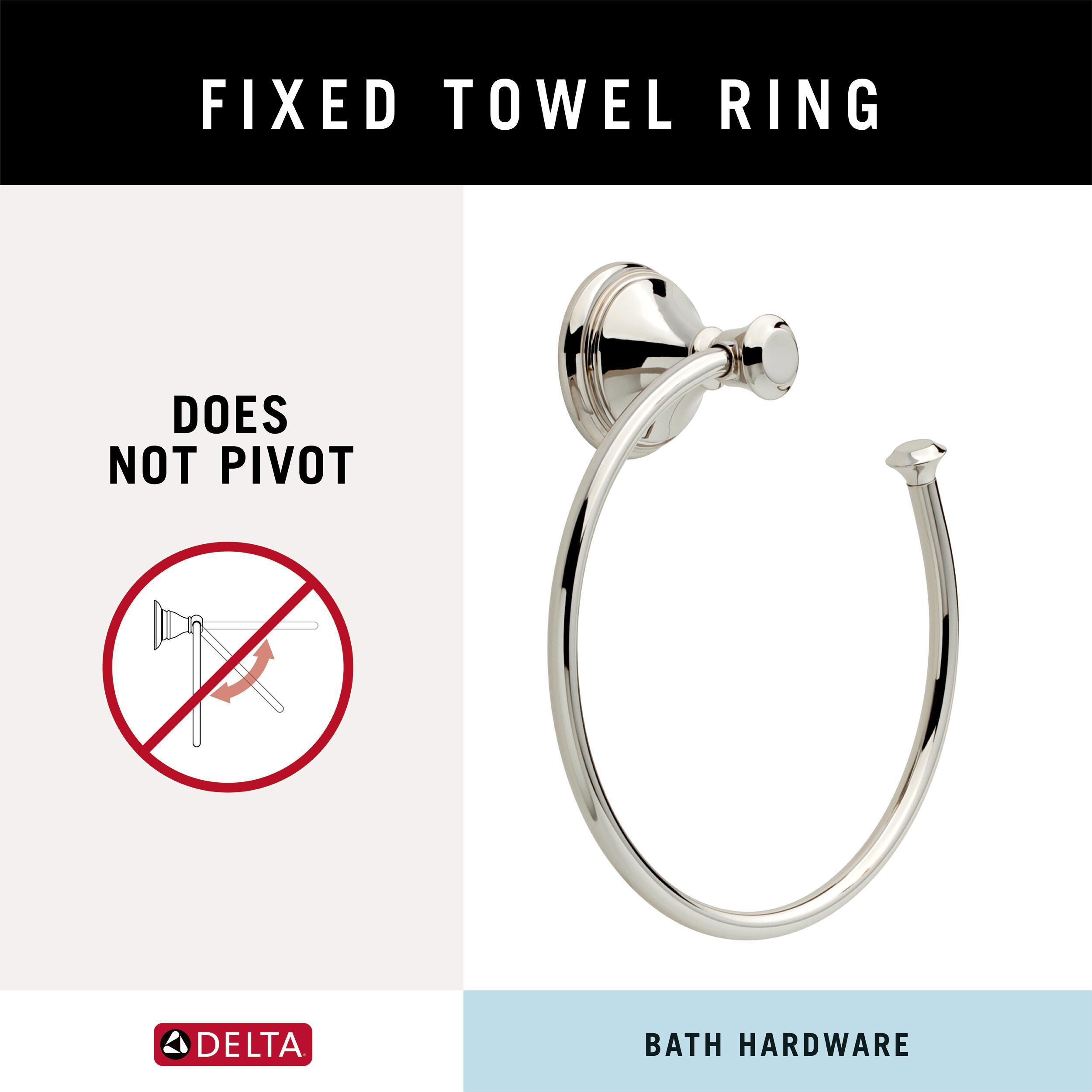 Juego de Accesorios de Baño Decorativos en Níquel Pulido de 4 Piezas Delta Cassidy - Barra de Toallas, Porta Papel Higiénico, Anillo de Toalla, Gancho para Batas incluidos CSS63-PN-K4