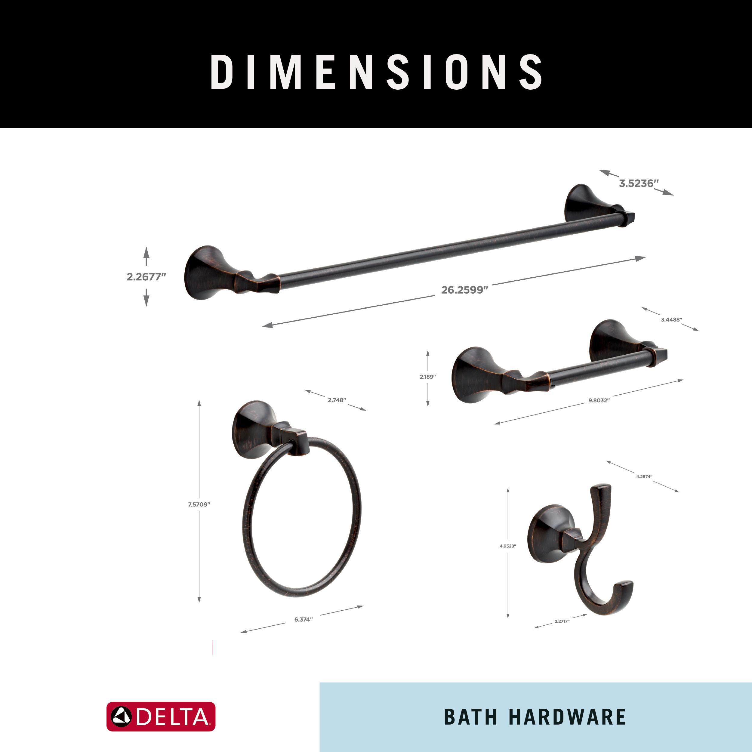 Juego de accesorios de baño decorativos en bronce veneciano Delta Ashlyn de 4 piezas: barra de toallas, portarrollos, argolla para toallas y gancho para batas incluidos ALY64-VBR-VK