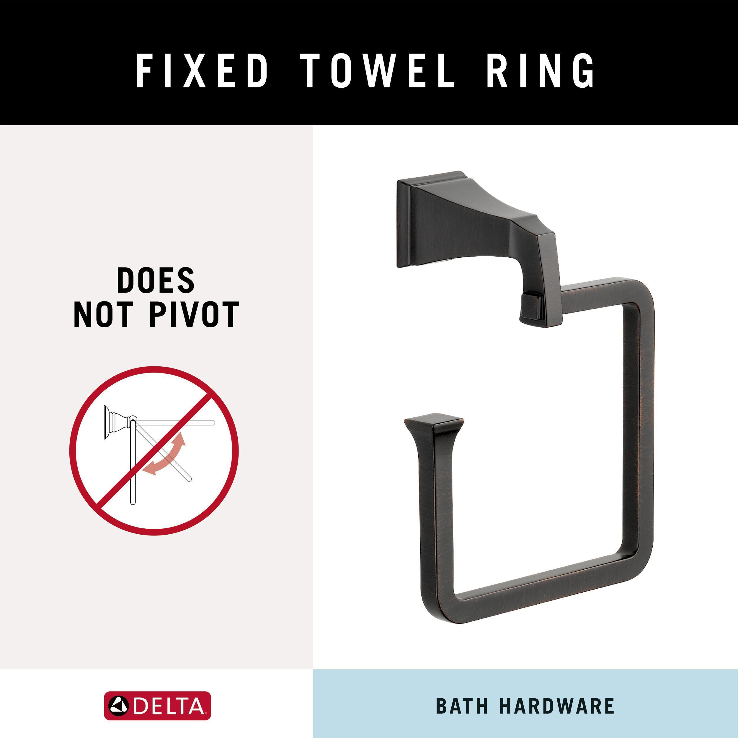 Set de accesorios de baño decorativos Delta Dryden de 4 piezas en bronce veneciano: barra de toalla, porta papel higiénico, argolla para toalla, gancho para batas incluido DRY63-VBR-K4
