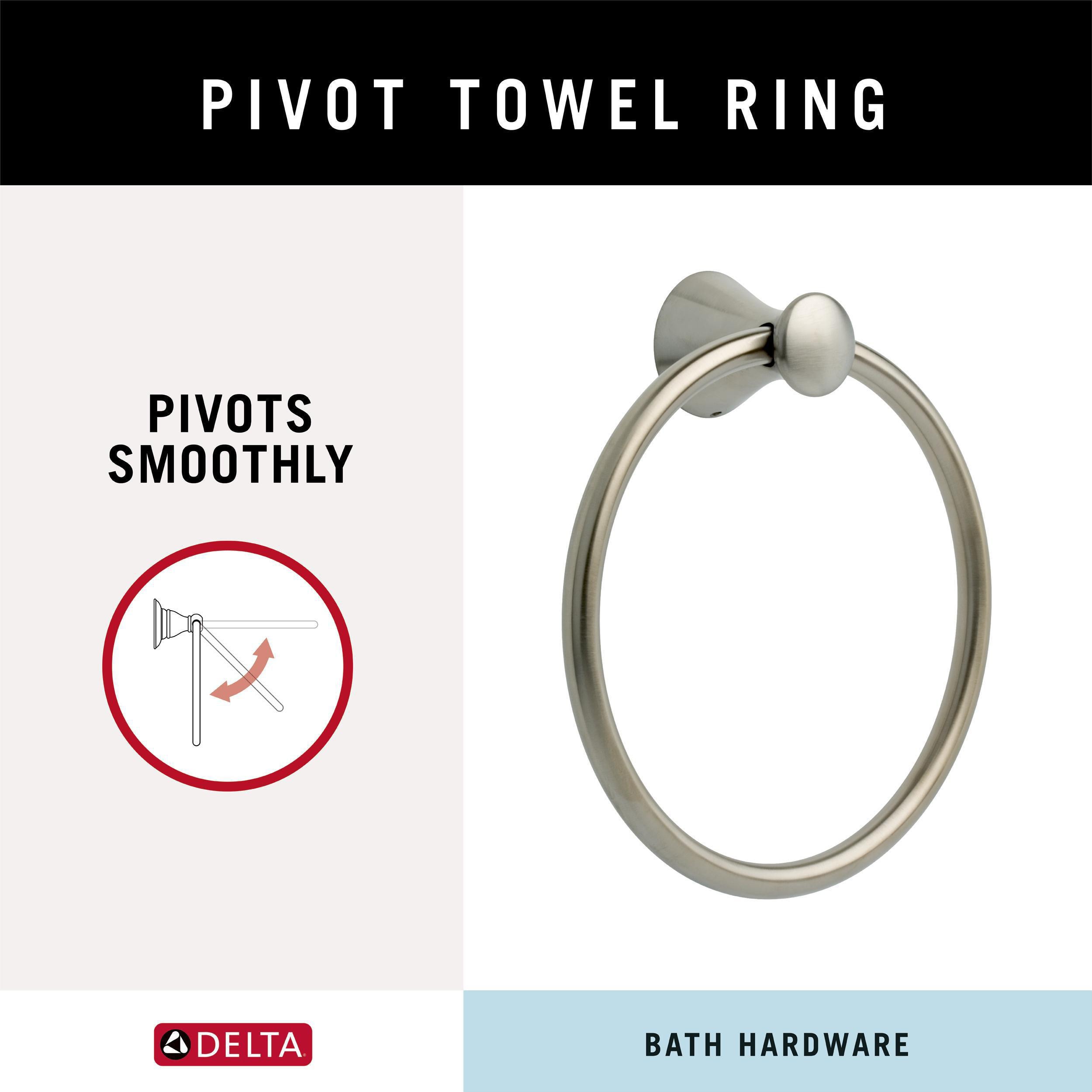 Juego de accesorios decorativos para baño de acero inoxidable Lahara de 4 piezas de Delta: Barra de toallas, soporte para papel higiénico, anillo para toallas y gancho para batas incluidos LAH64-SS-VK