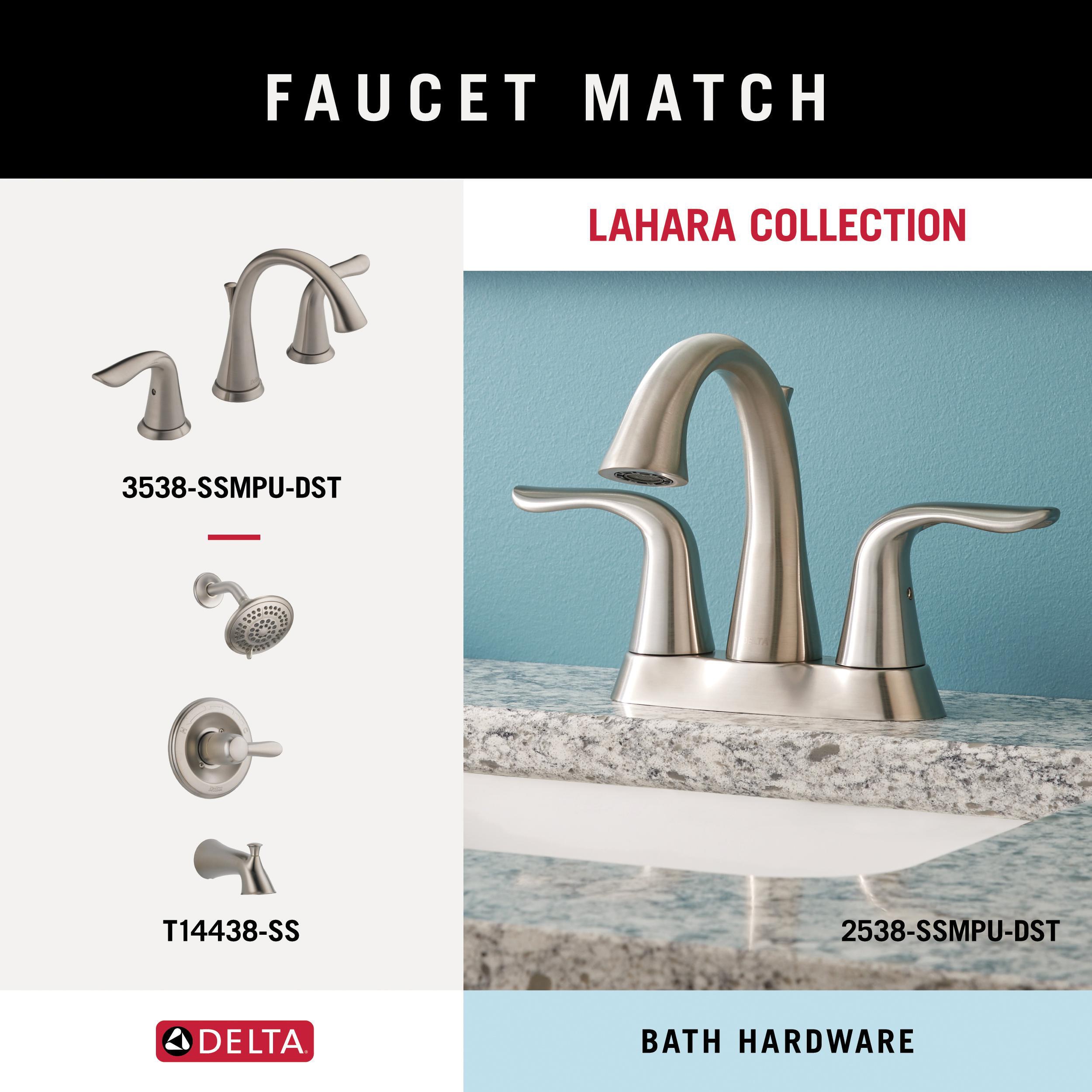 Juego de accesorios decorativos para baño de acero inoxidable Lahara de 4 piezas de Delta: Barra de toallas, soporte para papel higiénico, anillo para toallas y gancho para batas incluidos LAH64-SS-VK