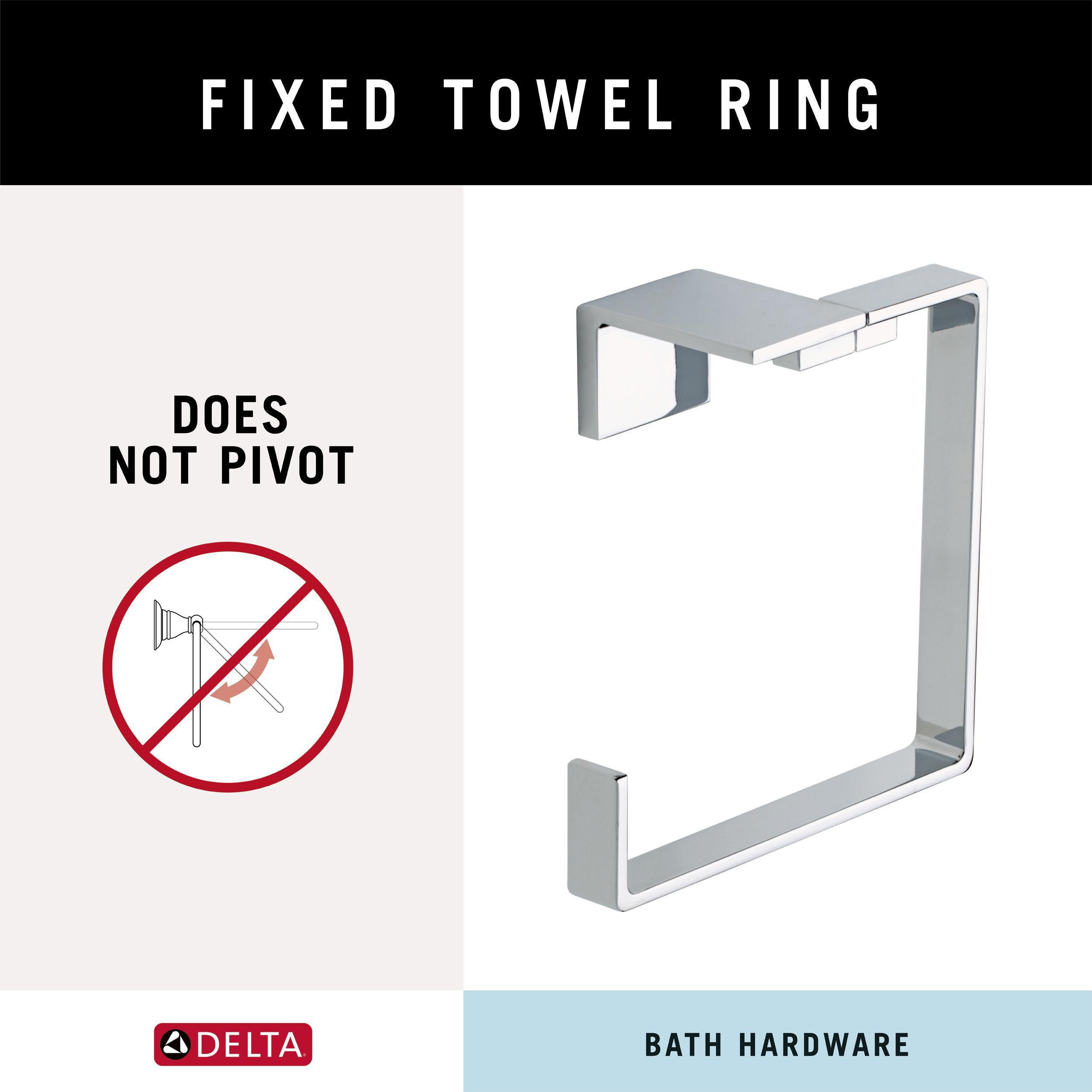 Juego de accesorios de baño decorativos en cromo pulido de 4 piezas Vero Delta: Barra para toallas, porta papel higiénico, argolla para toallas y gancho para batas incluidos VER64-PC-VK
