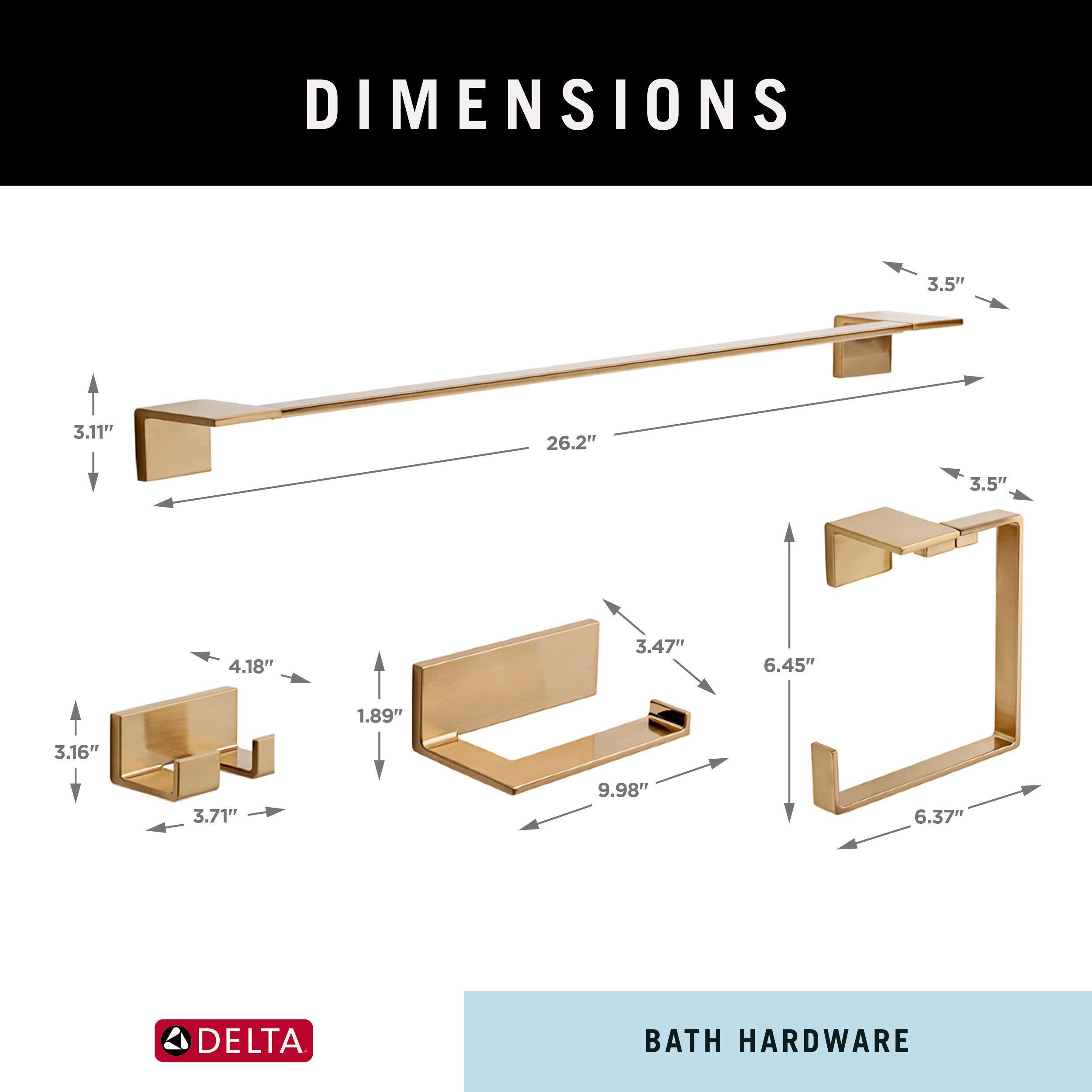 Juego de Accesorios Decorativos para Baño en Acabado Champagne Bronze de 4 Piezas Delta Vero - Incluye Barra de Toalla, Portarrollos de Papel, Anillo de Toalla y Gancho para Batas VER64-CZ-VK