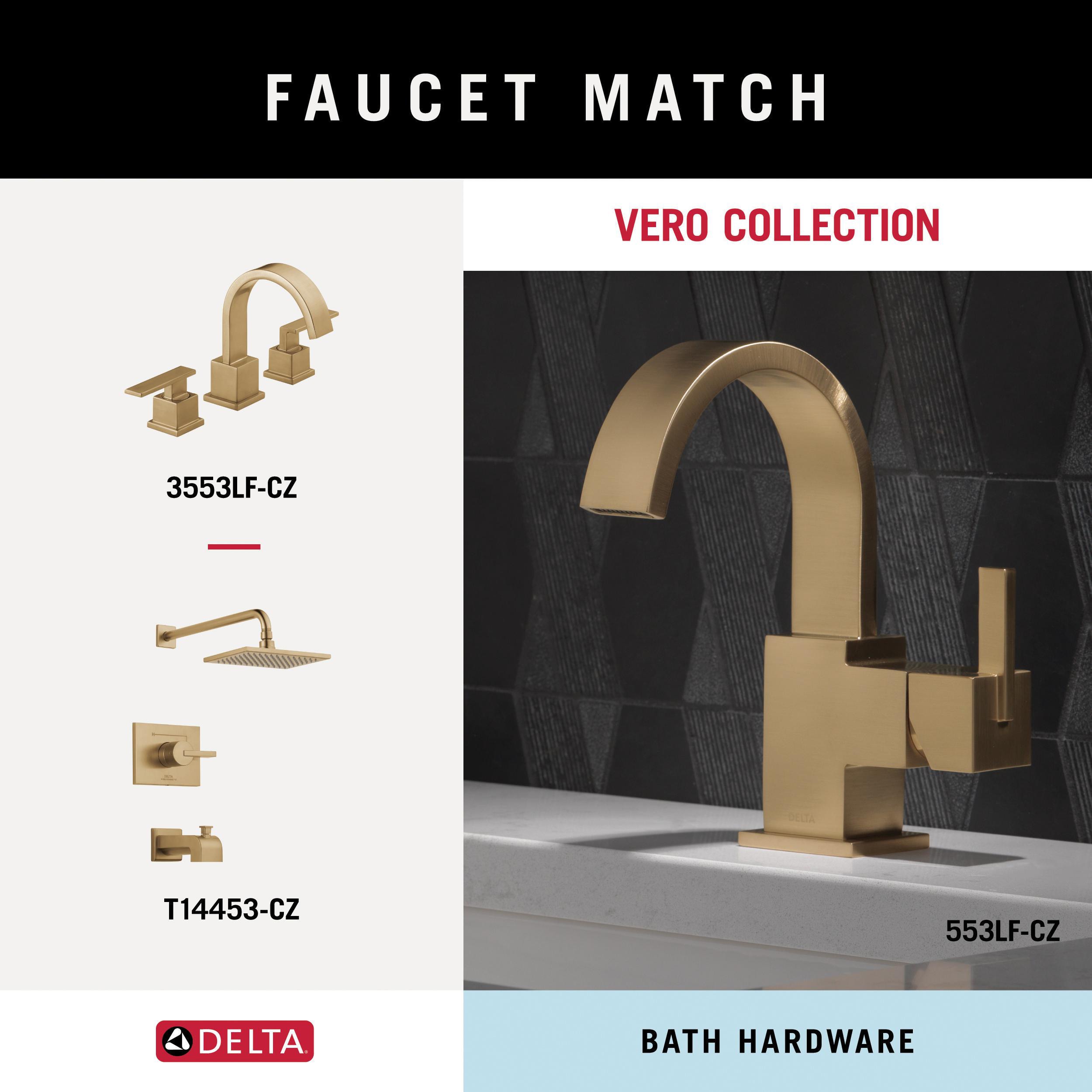 Juego de Accesorios Decorativos para Baño en Acabado Champagne Bronze de 4 Piezas Delta Vero - Incluye Barra de Toalla, Portarrollos de Papel, Anillo de Toalla y Gancho para Batas VER64-CZ-VK