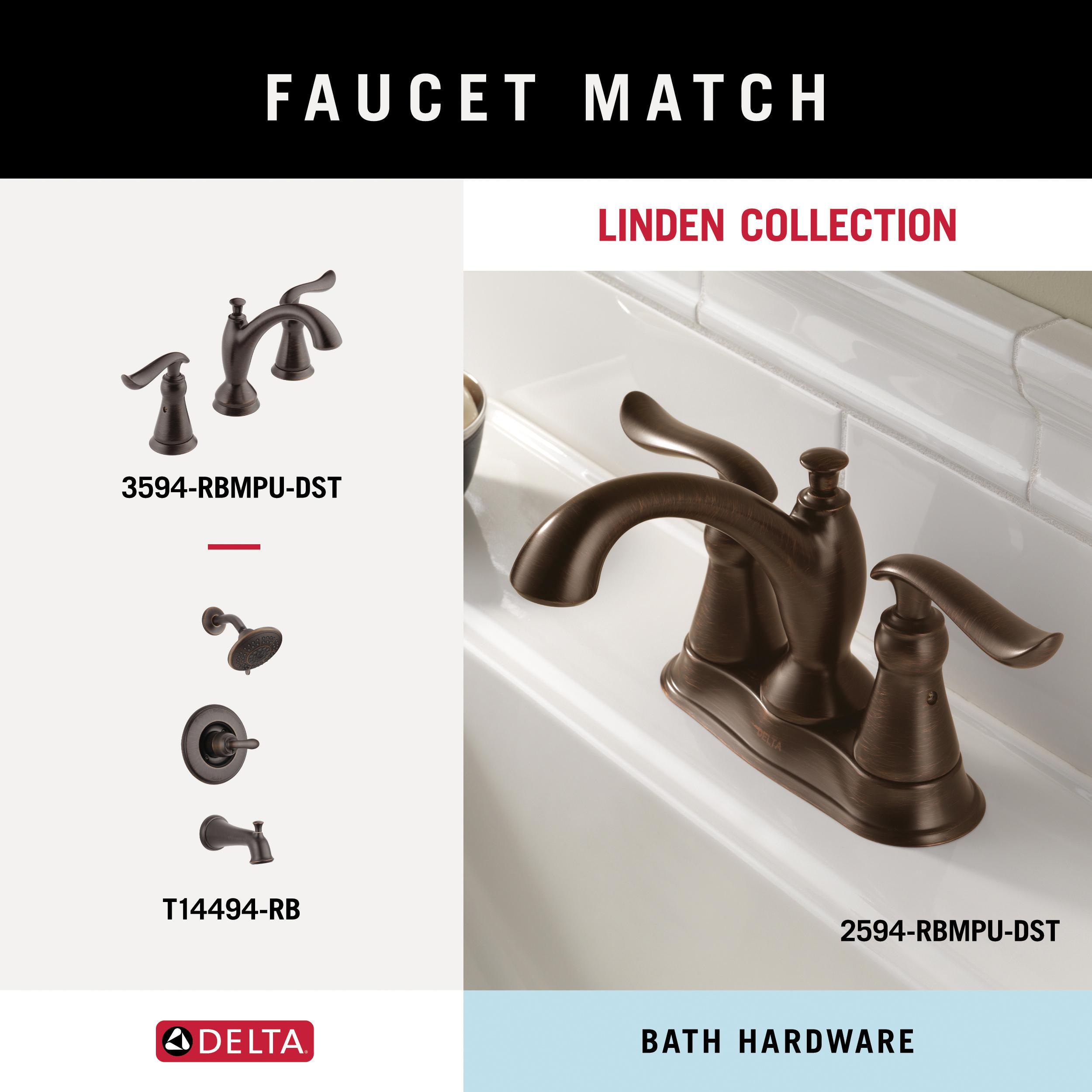 Juego de accesorios de baño decorativos Delta 4 piezas en bronce veneciano Linden - Barra para toallas, porta papel higiénico, anillo para toallas, gancho para batas incluidos LIN64-VBR-VK