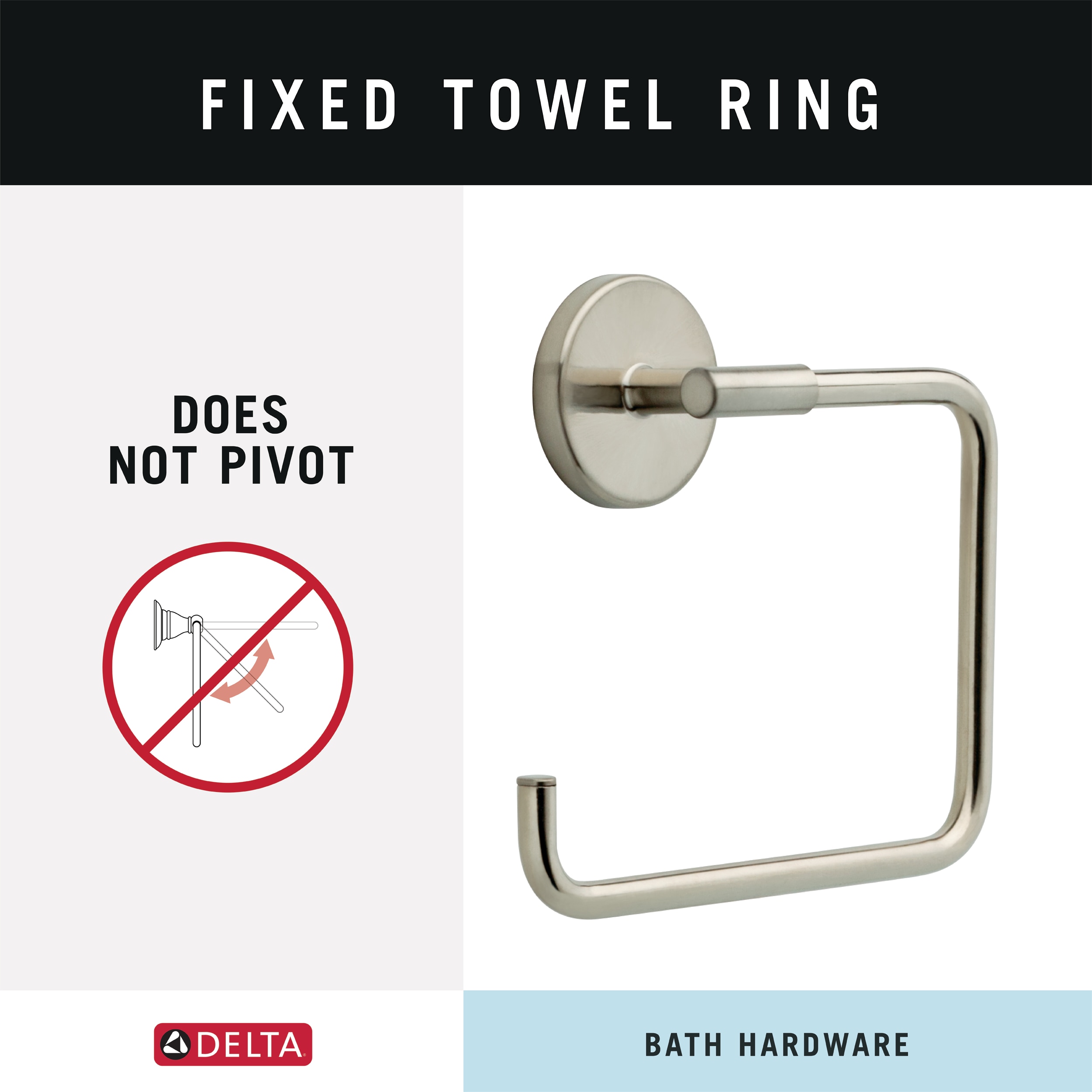 Juego de accesorios decorativos para baño de acero inoxidable Trinsic de 4 piezas de Delta: Barra de toallas, portarrollos de papel higiénico, toallero y gancho para batas incluidos TRN64-SS-VK