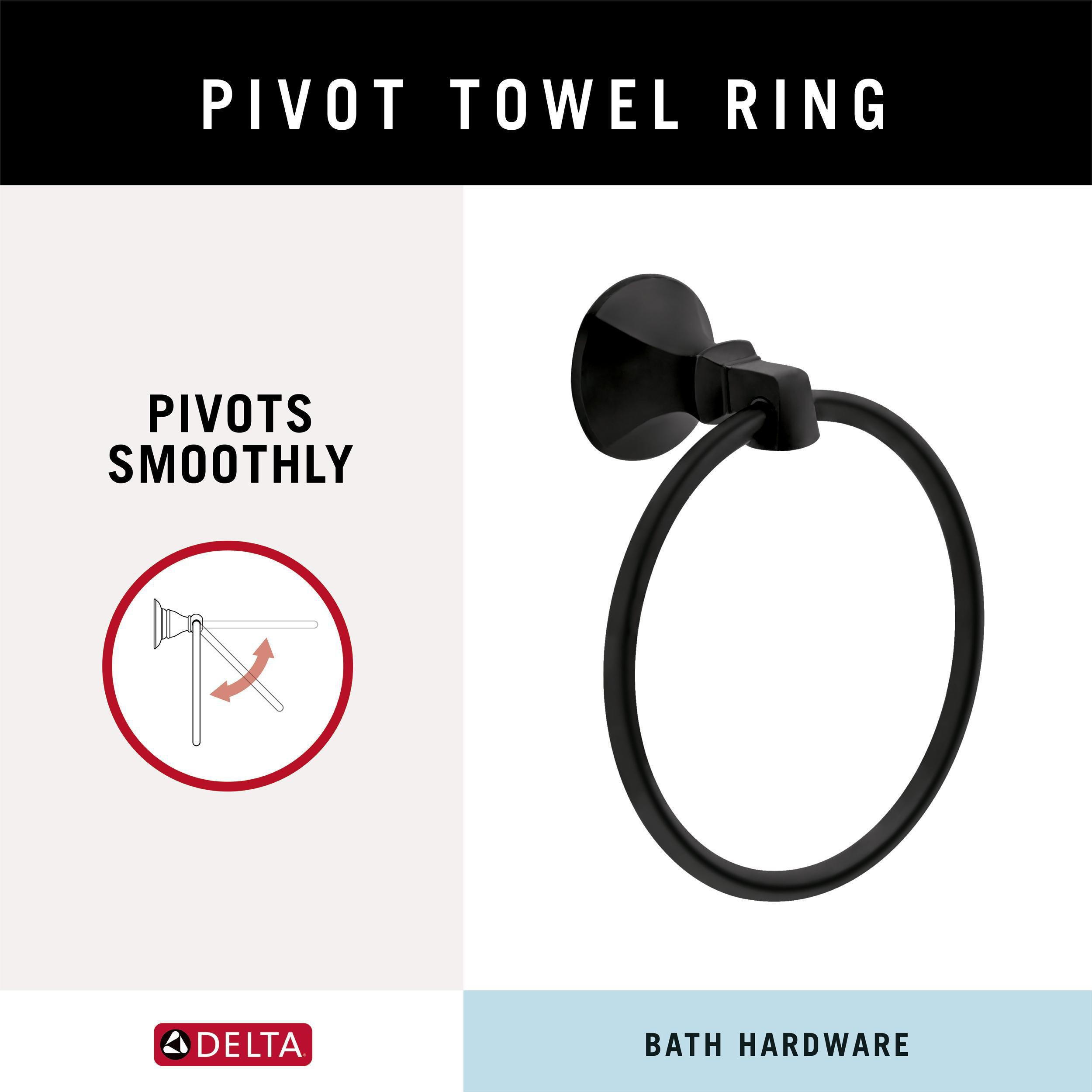 Juego de accesorios de baño decorativos en negro mate Ashlyn de 4 piezas Delta: Barra para toallas, portarrollos de papel, argolla para toallas y gancho para batas incluido ALY64-MB-VK