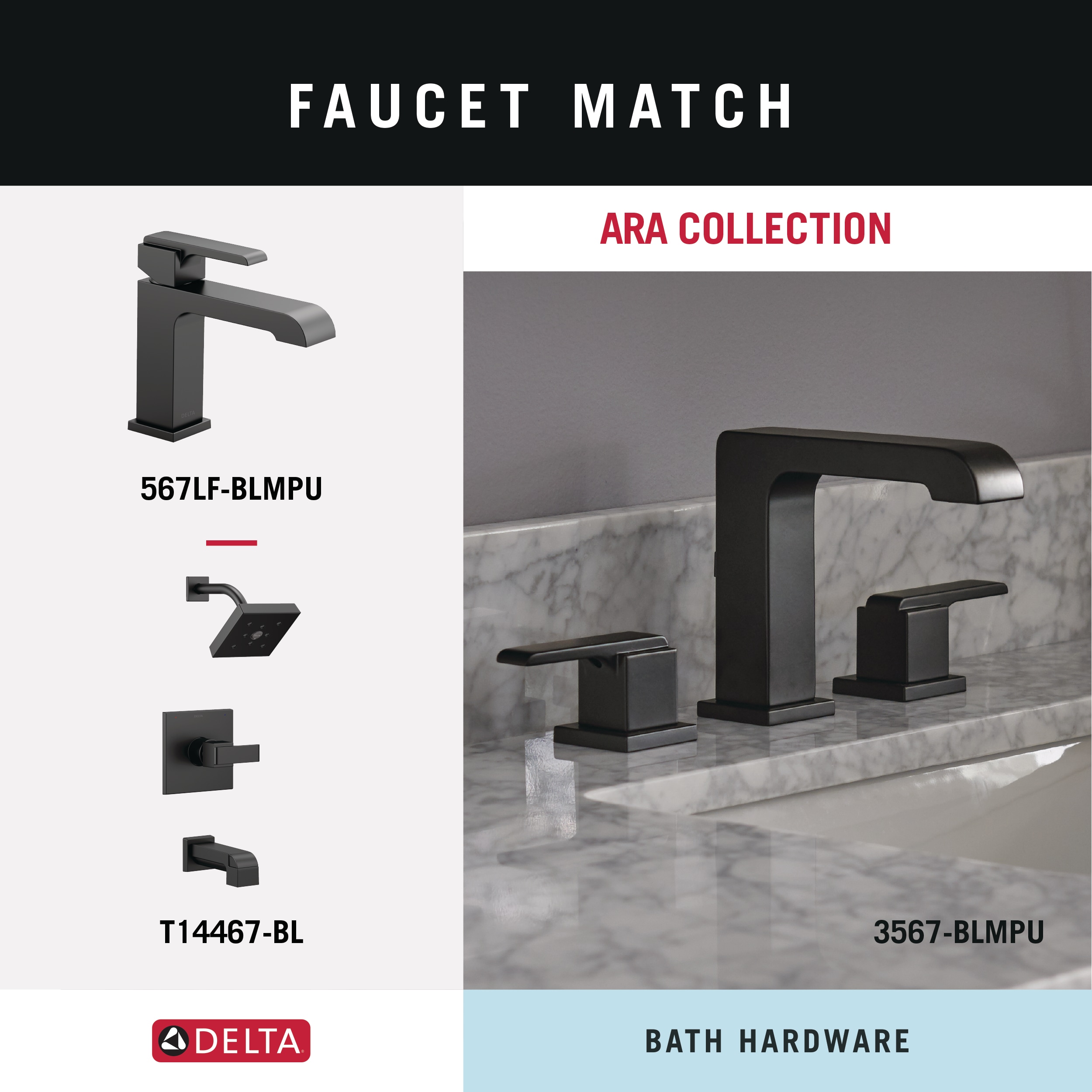 Juego de accesorios de baño decorativos en negro mate Ashlyn de 4 piezas Delta: Barra para toallas, portarrollos de papel, argolla para toallas y gancho para batas incluido ALY64-MB-VK