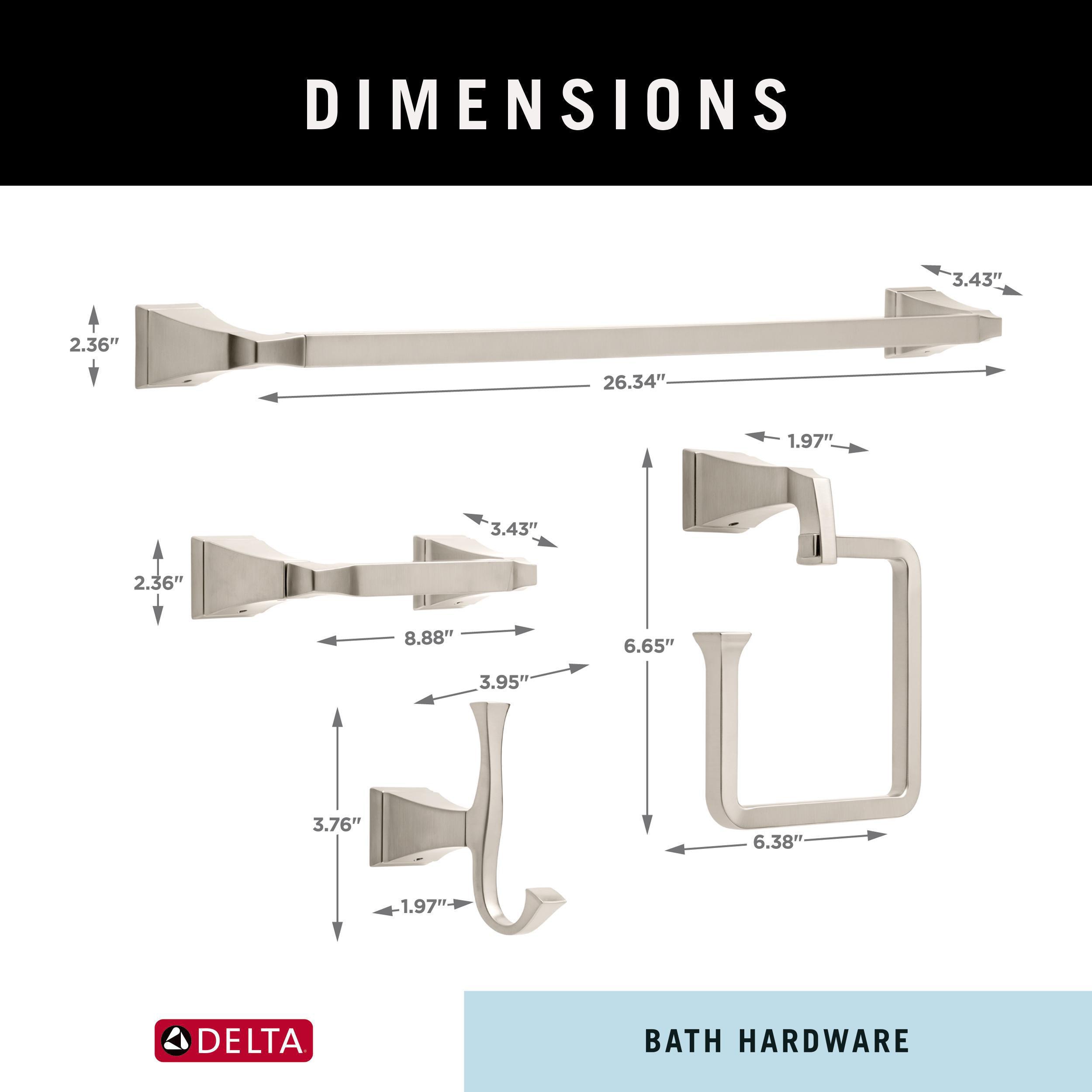 Juego de accesorios decorativos para baño de acero inoxidable Delta Dryden de 4 piezas: barra para toallas, portarrollos, argolla para toallas y gancho para batas incluidos DRY63-SS-K4