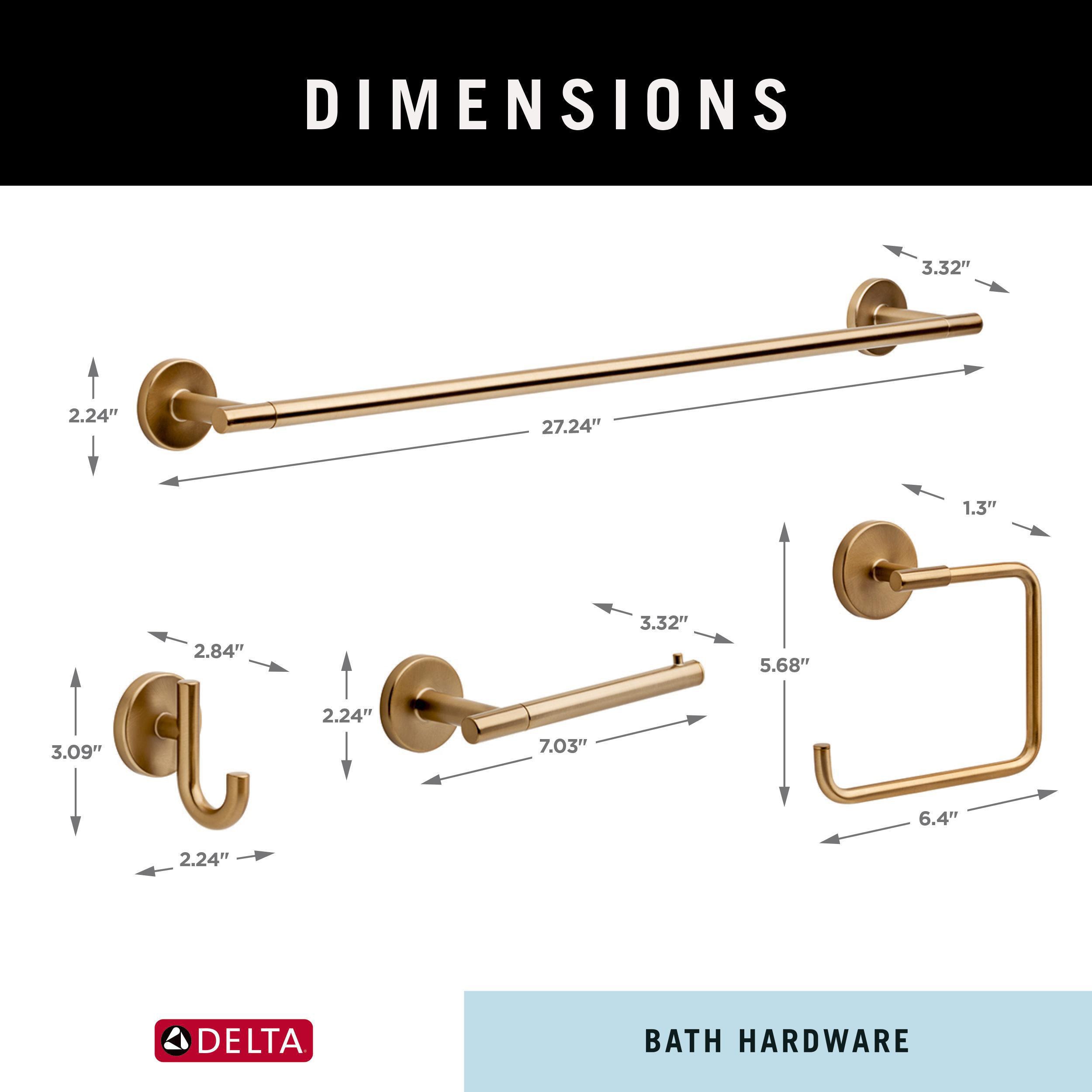 Set de accesorios para baño en acabado Champagne Bronze Trinsic de 4 piezas de Delta: Barra para toallas, portarrollos de papel higiénico, anillo para toallas, gancho para batas incluido TRN64-CZ-VK.