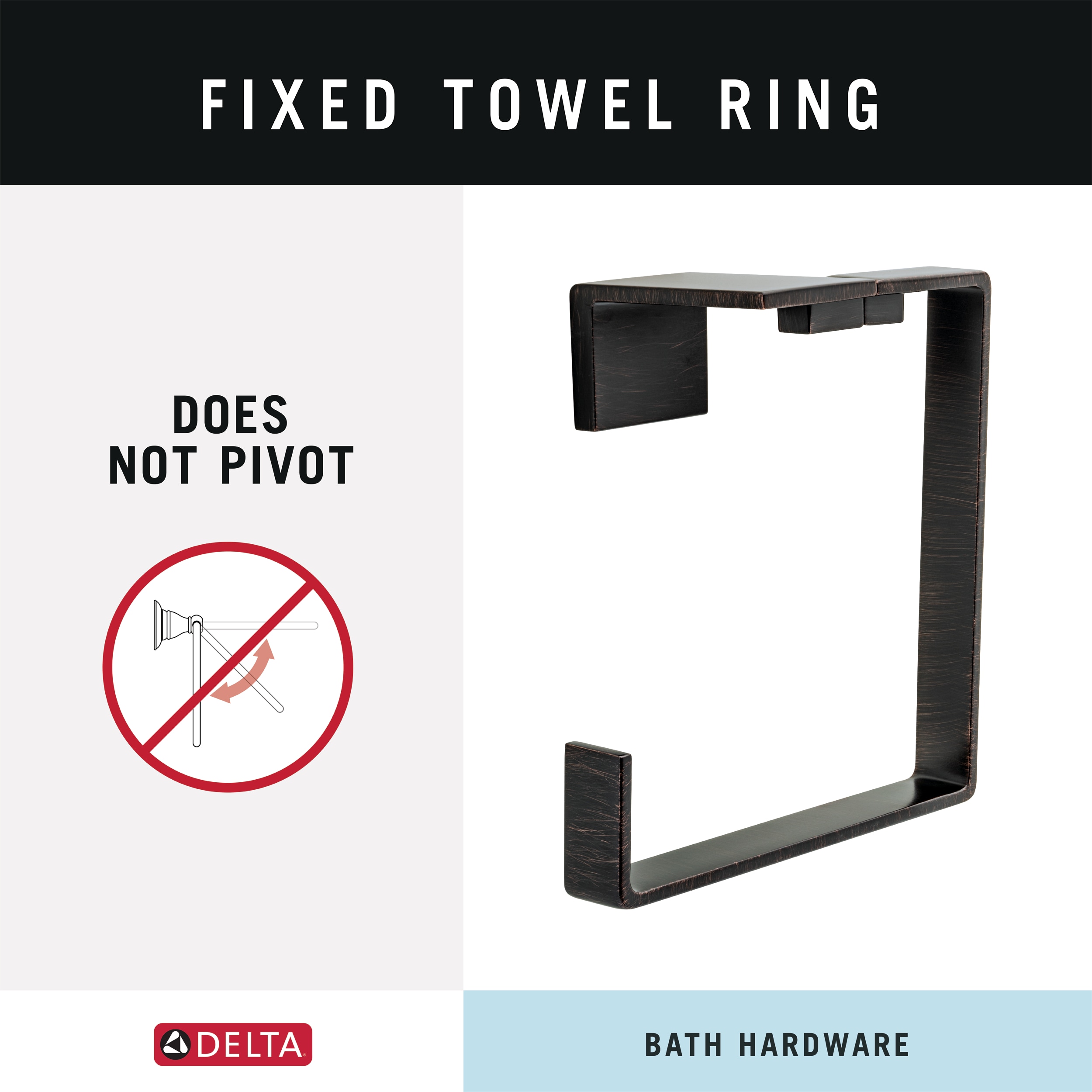 Juego de accesorios decorativos para baño de bronce veneciano de 4 piezas Vero Delta incluye barra de toallas, porta papel higiénico, anillo de toallas y gancho para batas VER64-VBR-VK.