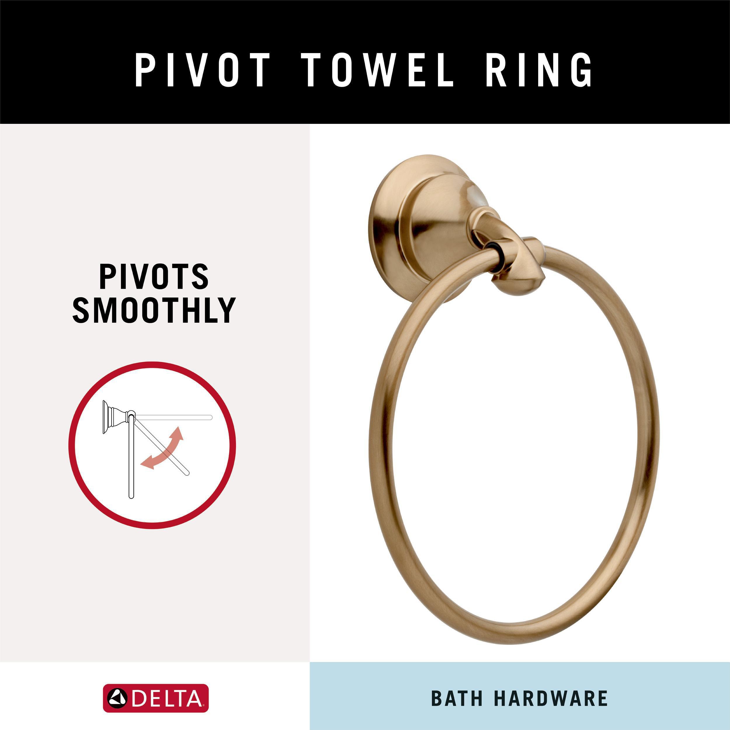 Juego de accesorios decorativos para baño en color bronce champagne Delta de 4 piezas - Barra de toalla, porta papel higiénico, argolla para toalla y gancho para bata incluidos LIN64-CZ-VK