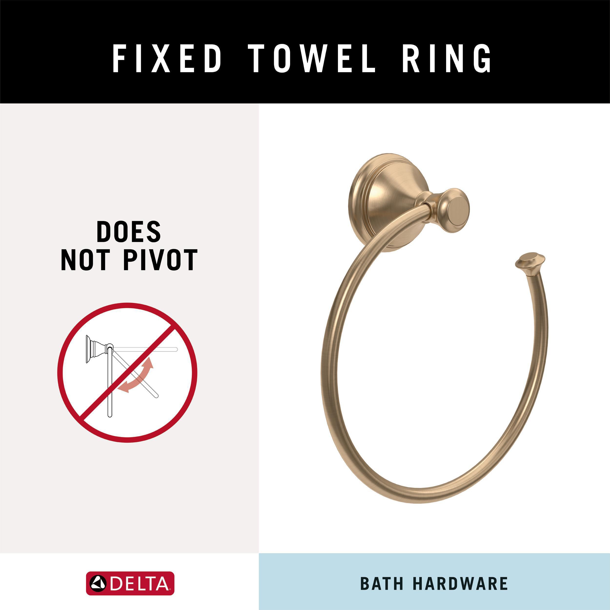 Juego de accesorios de baño decorativos en bronce champán Delta Cassidy de 4 piezas: barra de toalla, portarrollos, argolla para toalla, gancho para batas incluido CSS63-CZ-K4