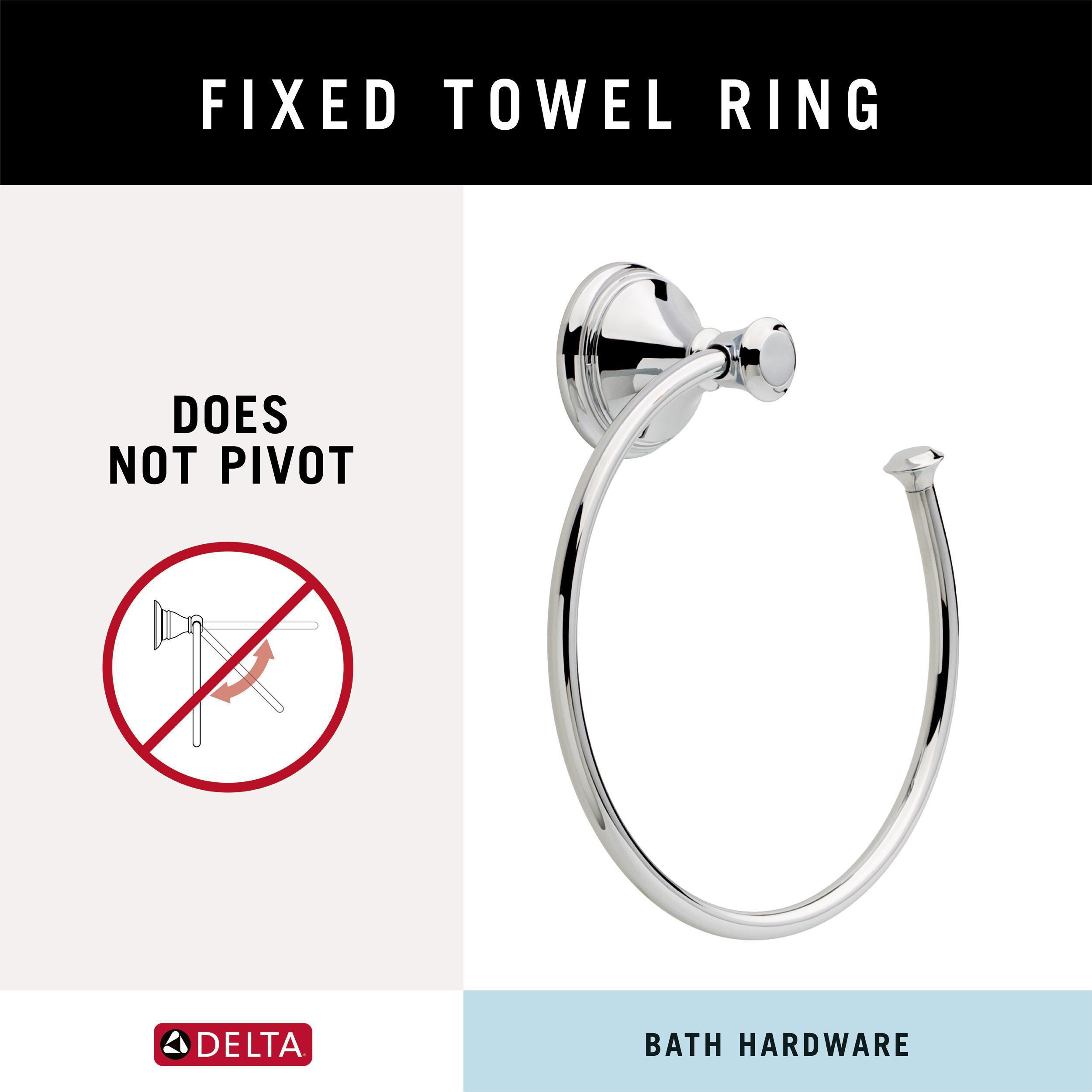 Juego de accesorios de baño decorativos de cromo pulido Delta Cassidy de 4 piezas: Barra para toallas, Porta papel higiénico, Anillo para toallas y Gancho para batas incluidos CSS63-PC-K4