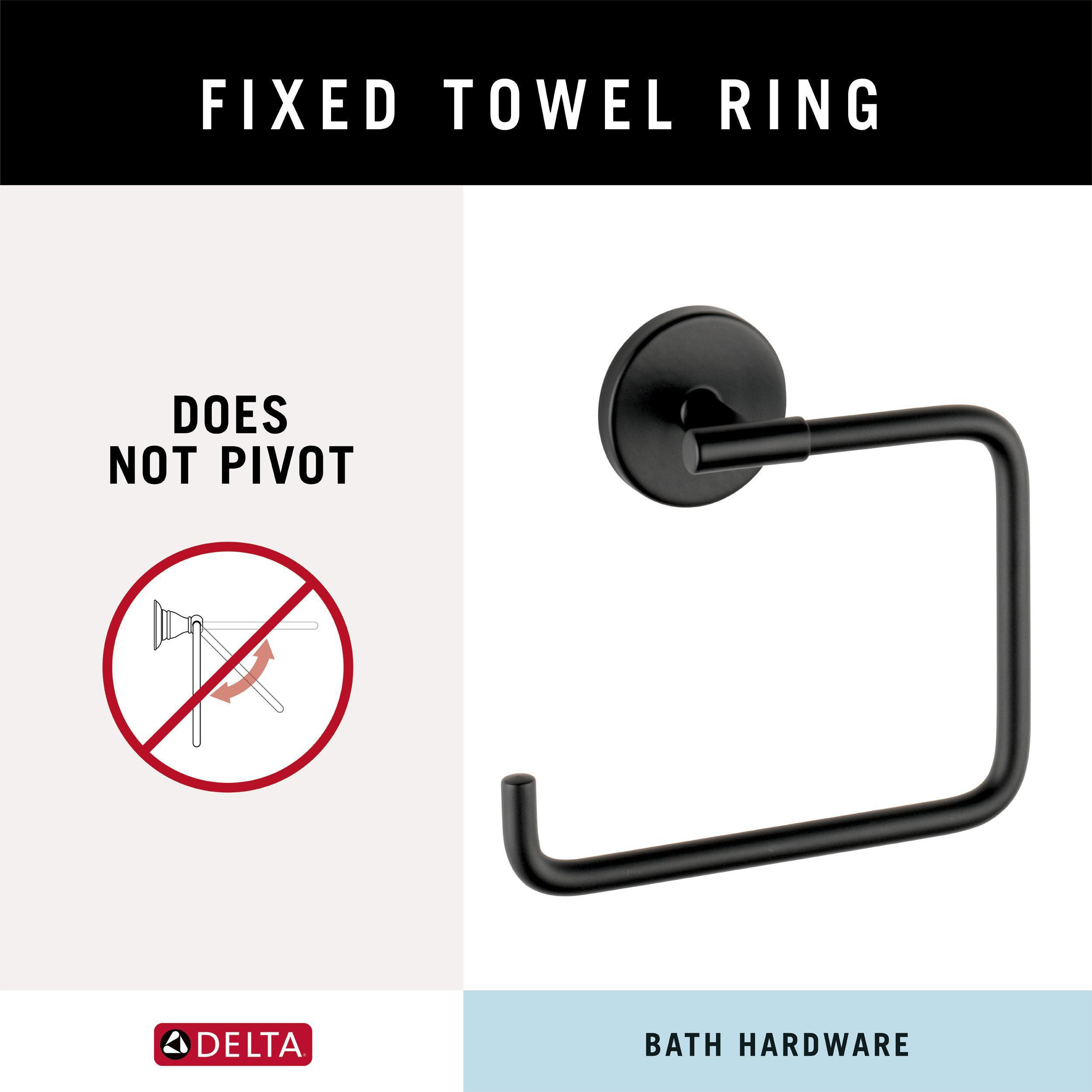 Juego de Accesorios de Baño Decorativos en Negro Mate Trinsic de 4 Piezas Delta - Barra de Toalla, Porta Papel de Baño, Anillo de Toalla, Gancho para Bata incluido TRN64-MB-VK