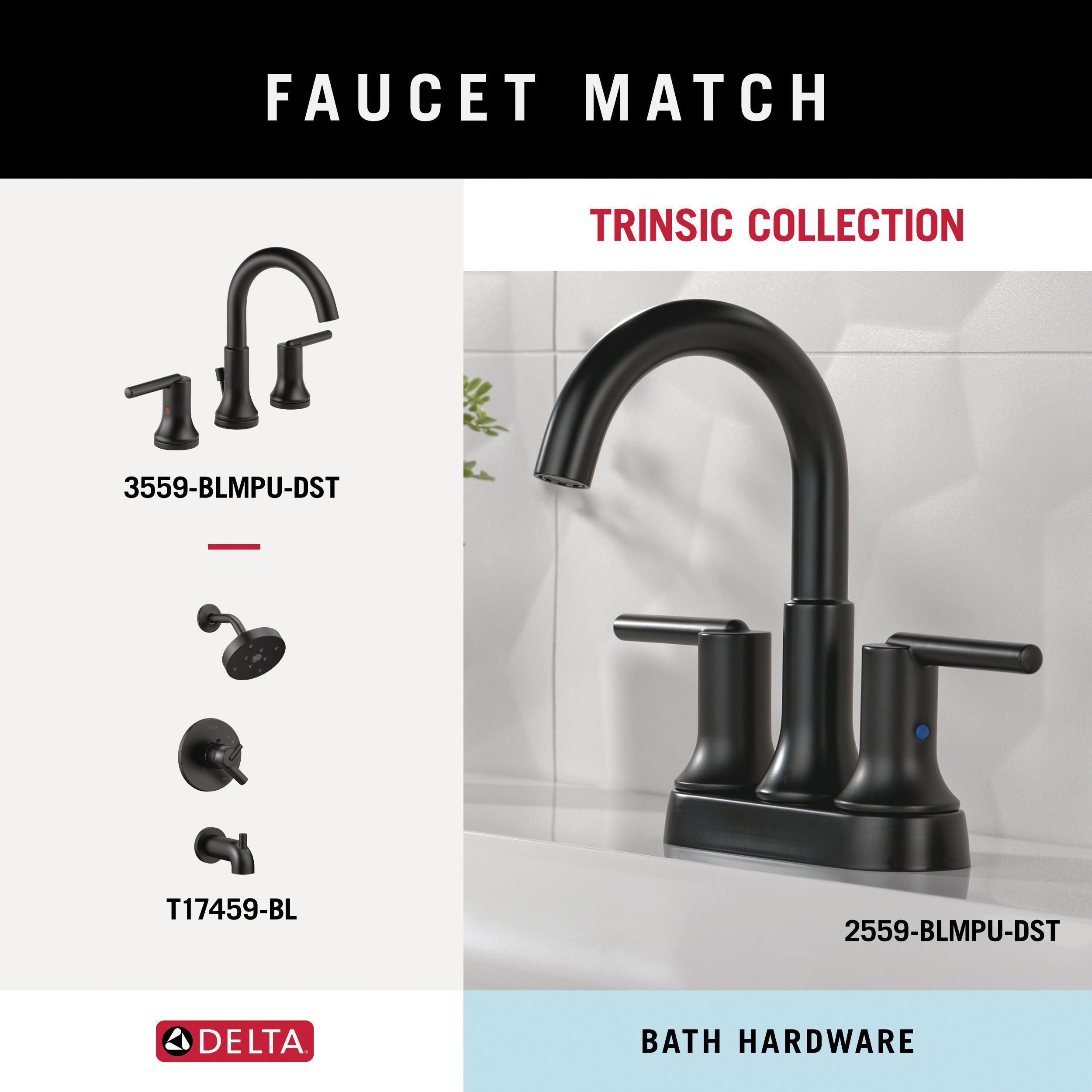 Juego de Accesorios de Baño Decorativos en Negro Mate Trinsic de 4 Piezas Delta - Barra de Toalla, Porta Papel de Baño, Anillo de Toalla, Gancho para Bata incluido TRN64-MB-VK