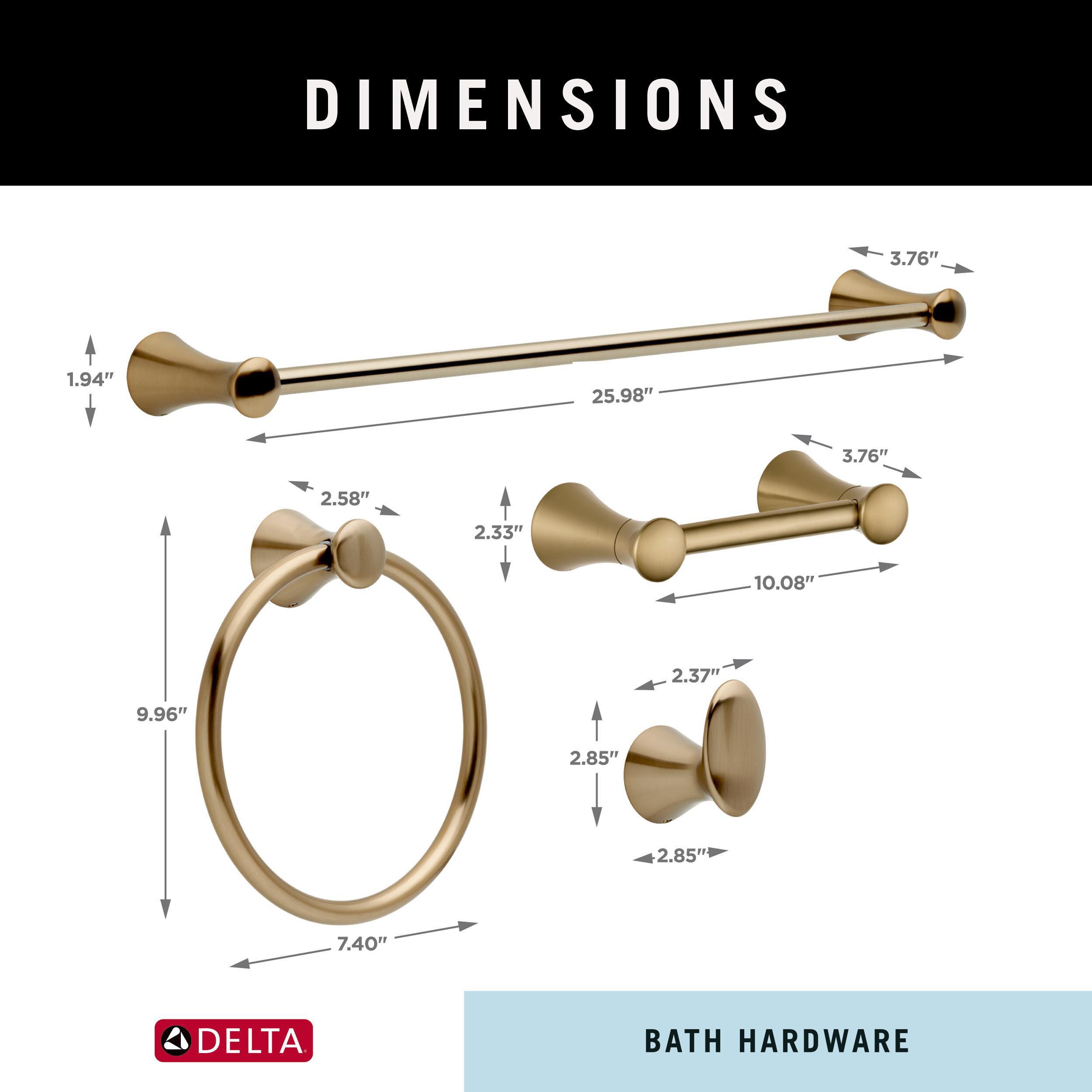 Juego de Accesorios Decorativos para Baño en Tono Champagne Bronze Lahara de 4 Piezas - Incluye Barra para Toallas, Porta Papel Higiénico, Argolla para Toallas y Gancho para Batas LAH64-CZ-VK