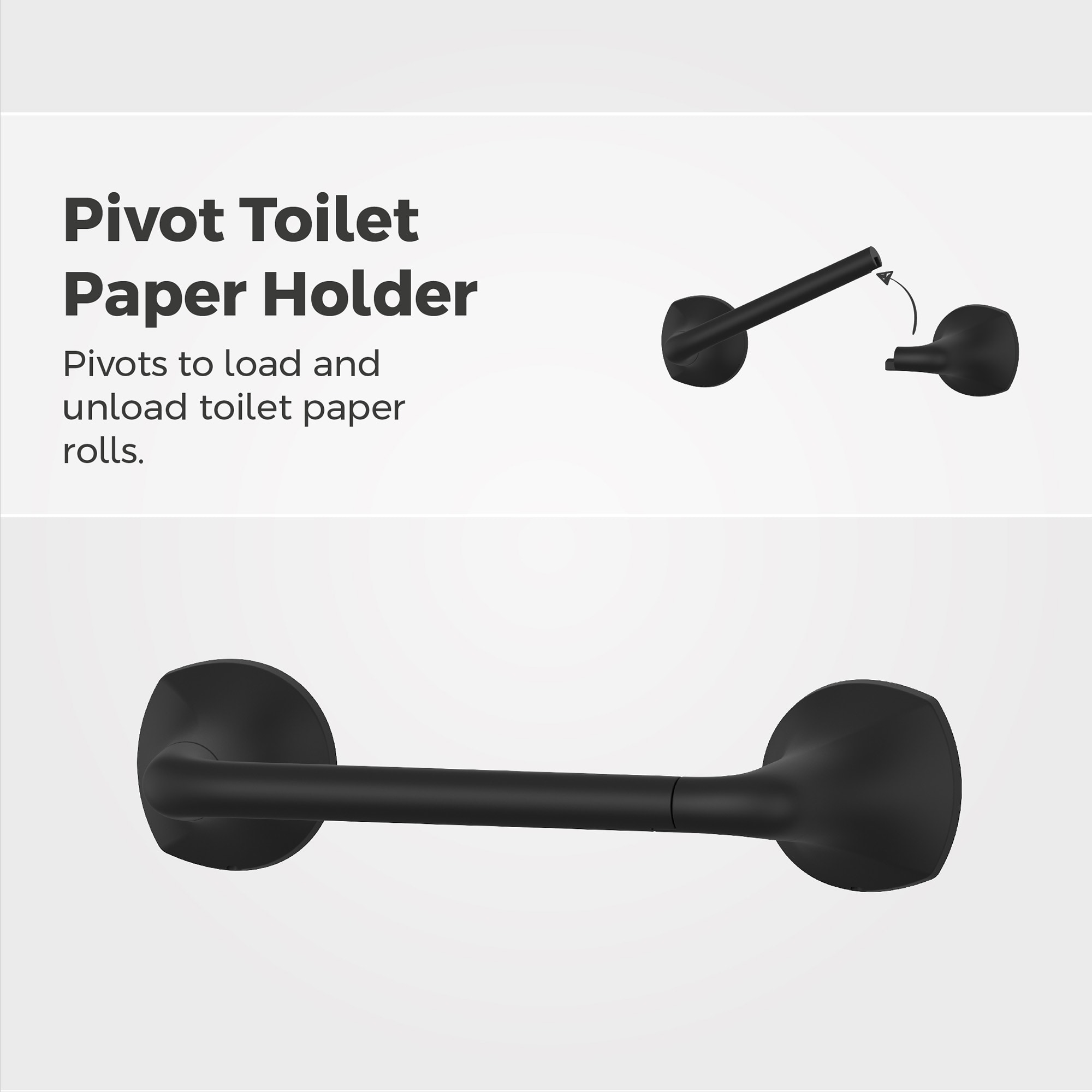 Juego de Accesorios de Baño Decorativos en Negro Mate Rancho de 3 Piezas de Pfister: Barra para Toallas, Porta Papel y Argolla para Toallas Incluidos BTB-RCH3B