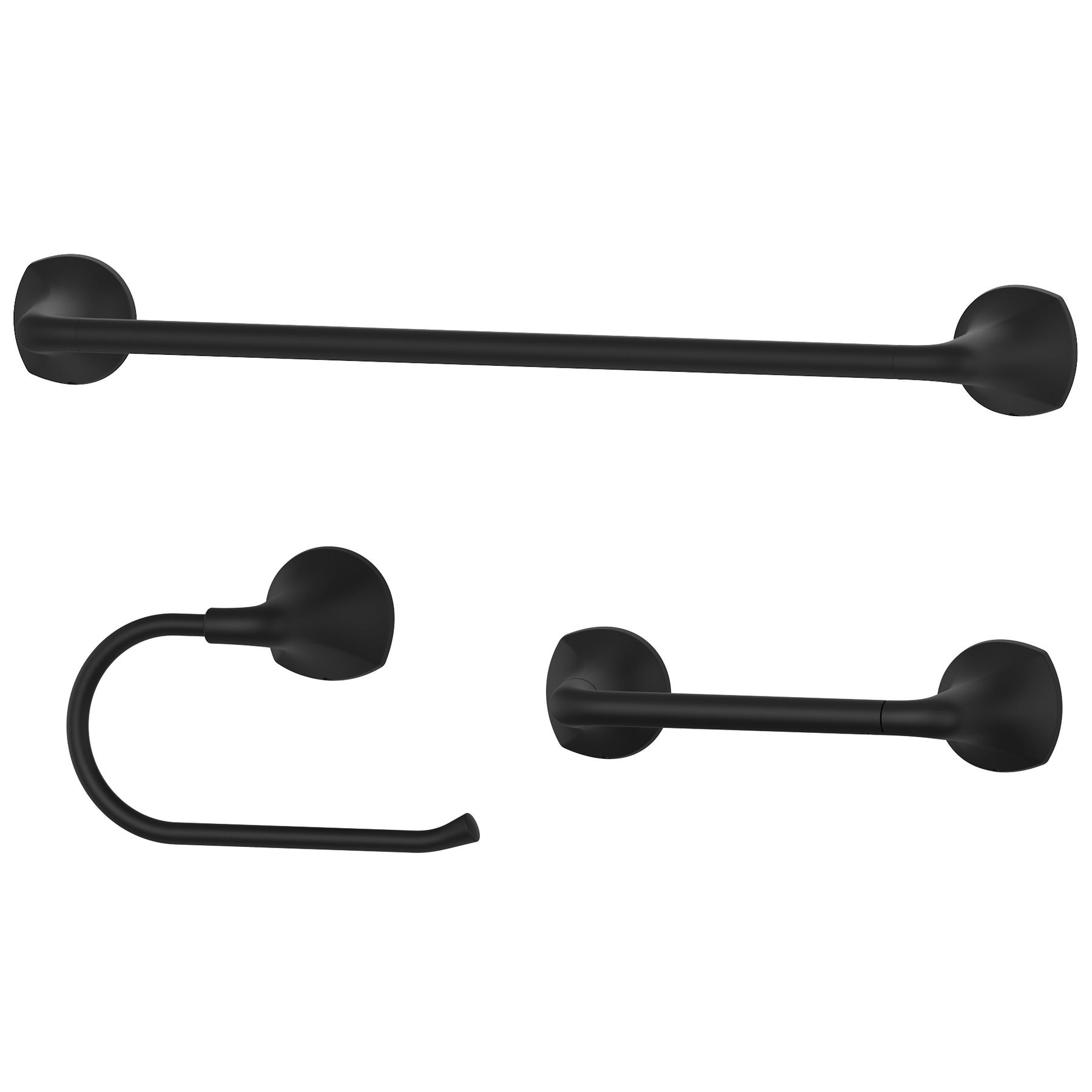 Juego de Accesorios de Baño Decorativos en Negro Mate Rancho de 3 Piezas de Pfister: Barra para Toallas, Porta Papel y Argolla para Toallas Incluidos BTB-RCH3B