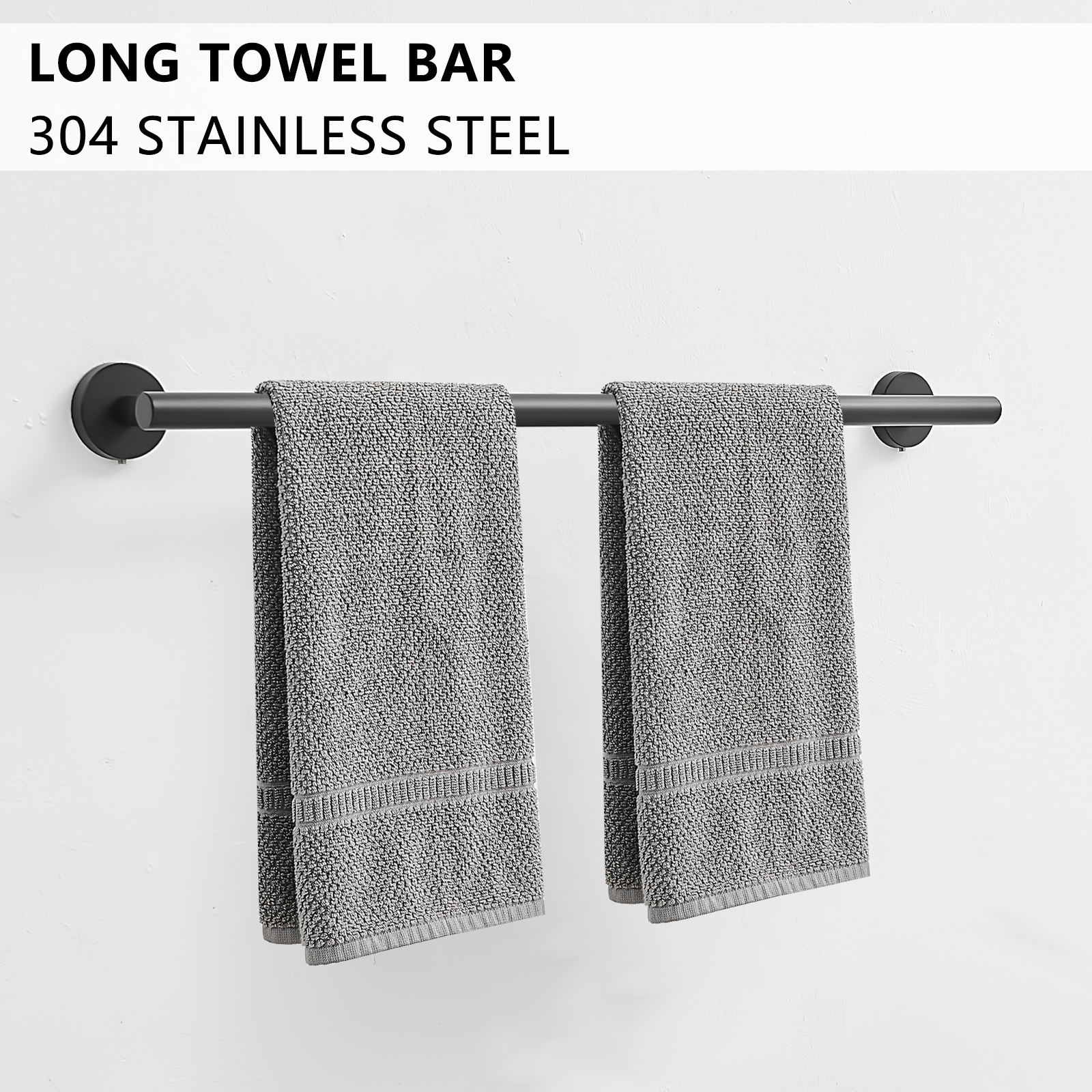 Juego de Accesorios de Baño Decorativos en Negro Mate de 8 Piezas WELLFOR - Barra de Toalla, Portapapel, Argolla de Toalla, Incluido WK0910
