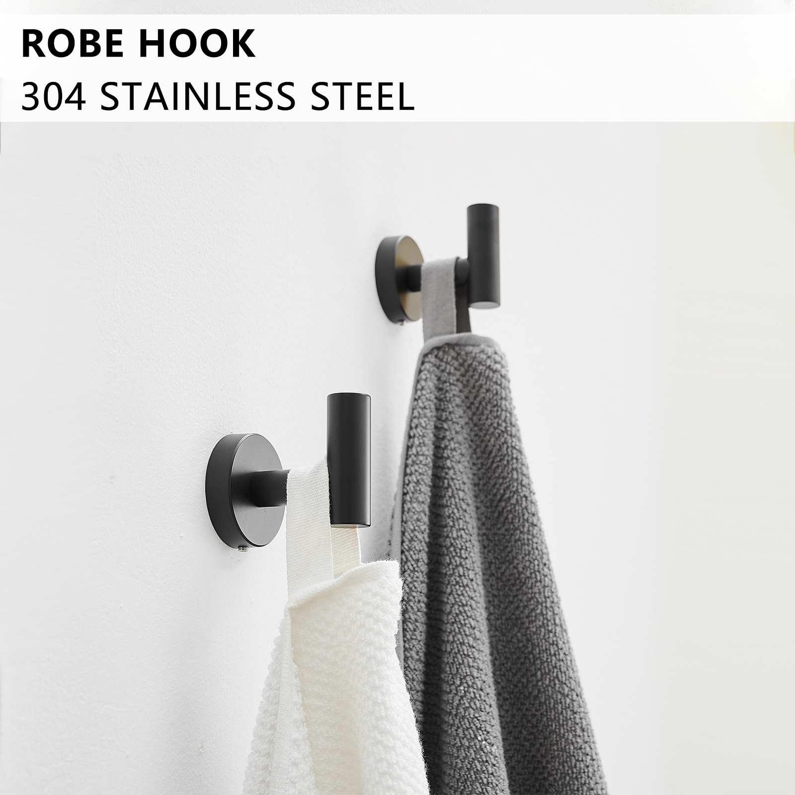 Juego de Accesorios de Baño Decorativos en Negro Mate de 8 Piezas WELLFOR - Barra de Toalla, Portapapel, Argolla de Toalla, Incluido WK0910