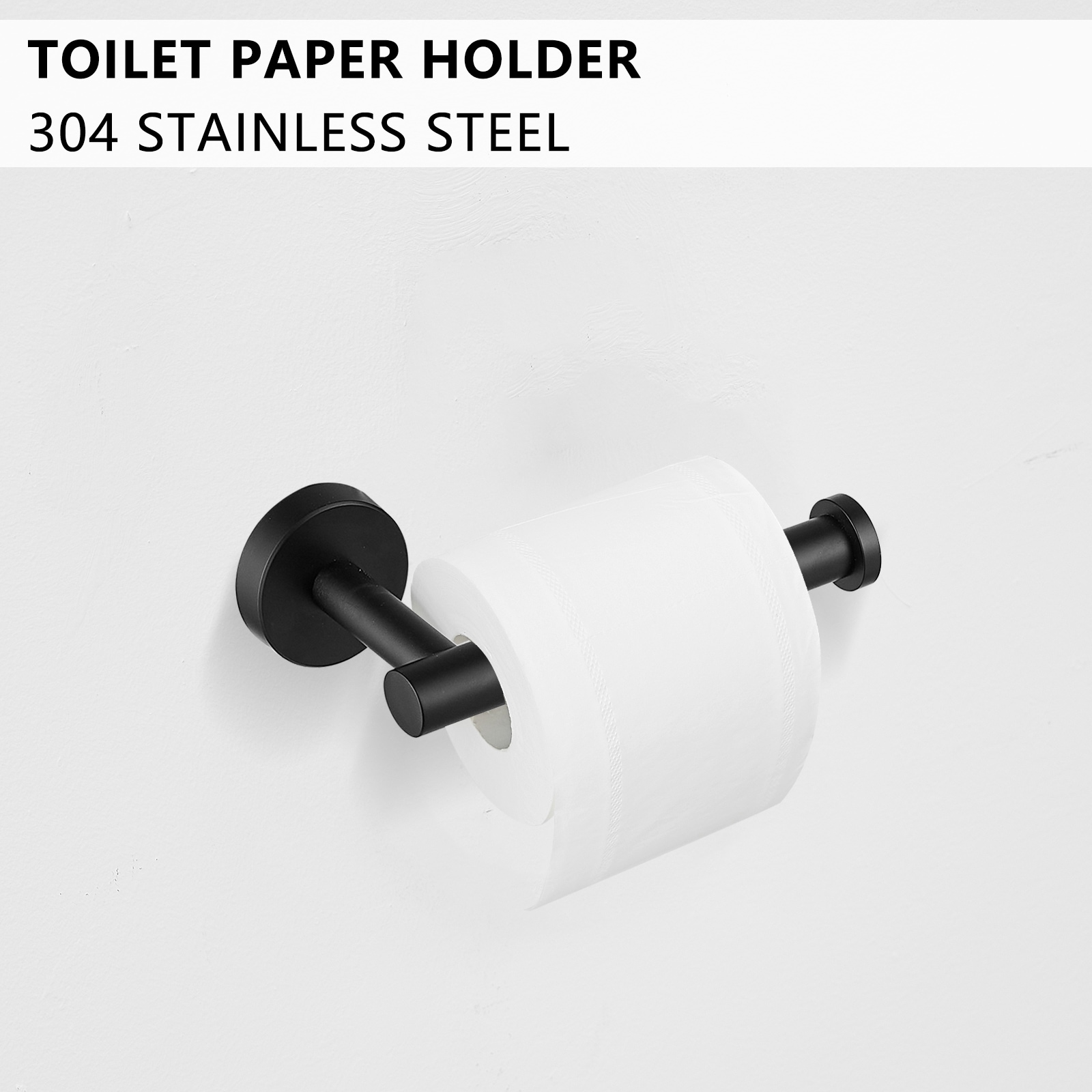 Juego de Accesorios de Baño Decorativos en Negro Mate de 8 Piezas WELLFOR - Barra de Toalla, Portapapel, Argolla de Toalla, Incluido WK0910