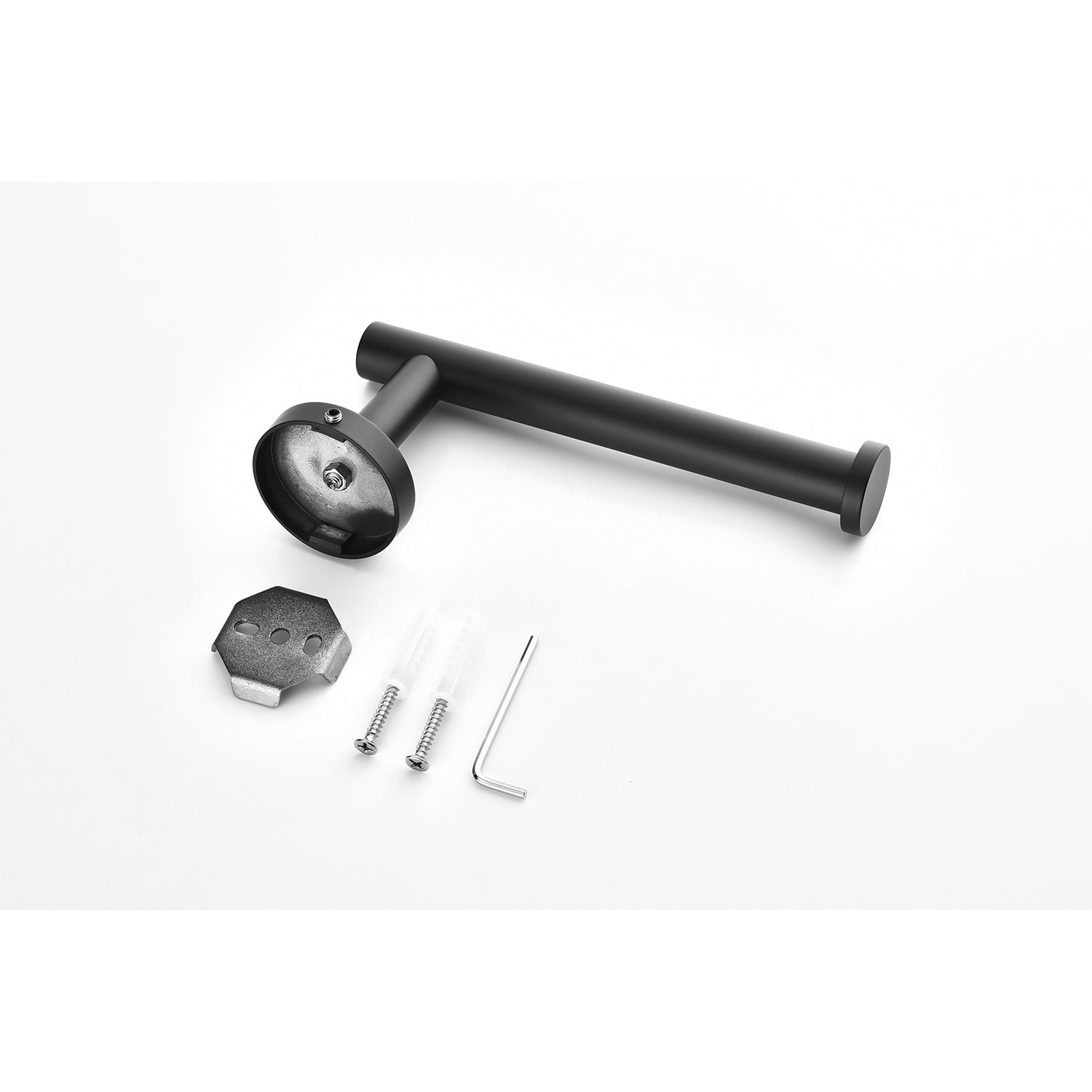 Juego de accesorios para baño en negro mate de 2 piezas Clihome - Porta rollo de papel y papel higiénico decorativo, incluido