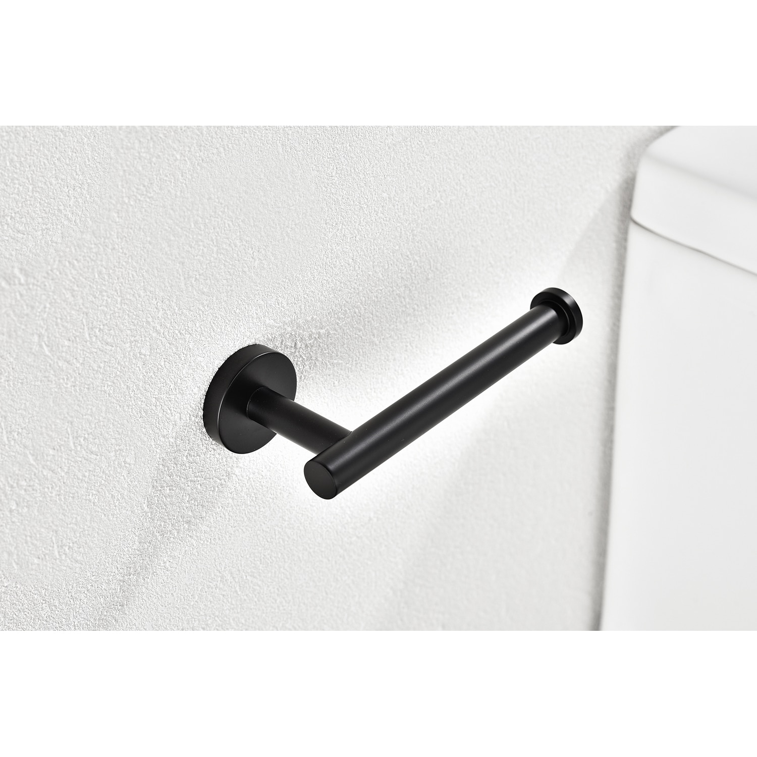Juego de accesorios para baño en negro mate de 2 piezas Clihome - Porta rollo de papel y papel higiénico decorativo, incluido