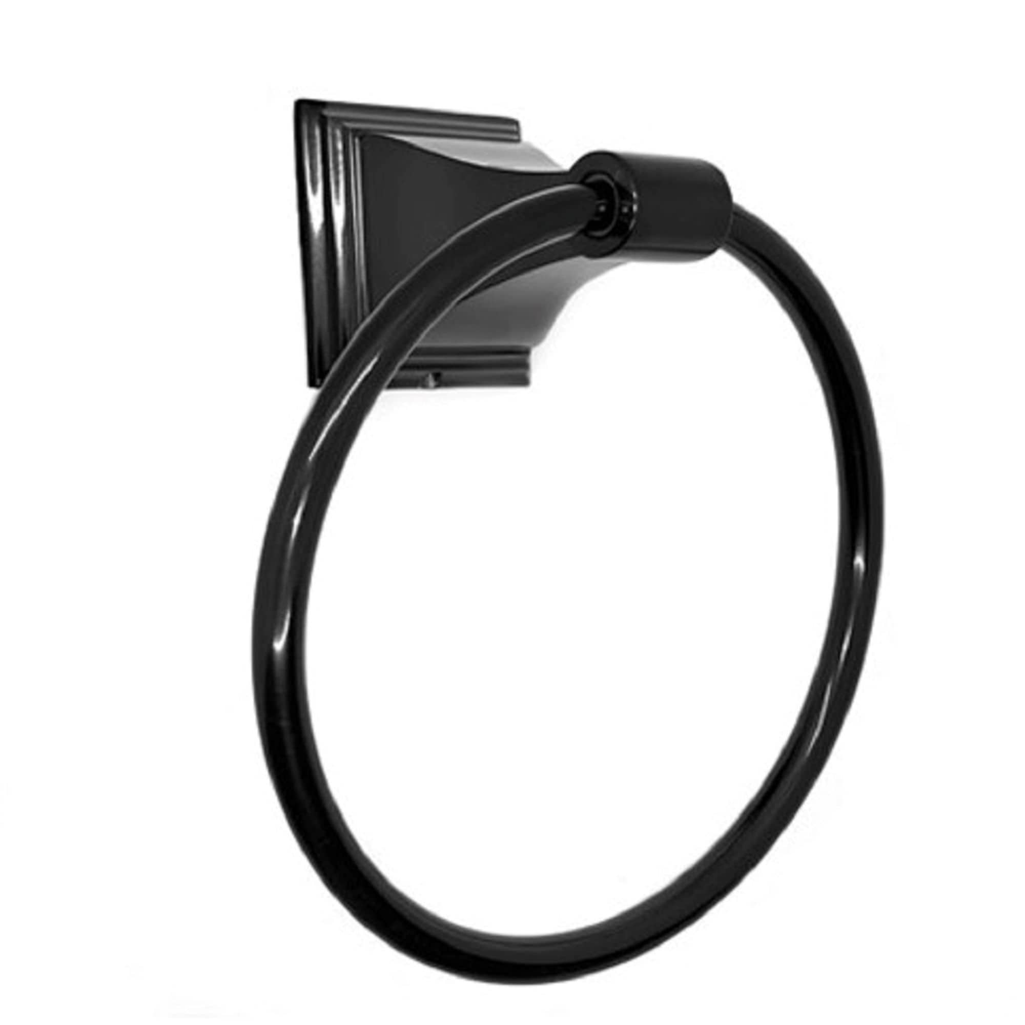 Juego de hardware para baño decorativo en negro mate de 4 piezas, incluye barra de toalla, porta papel higiénico, anillo para toalla y gancho para bata Leonard.
