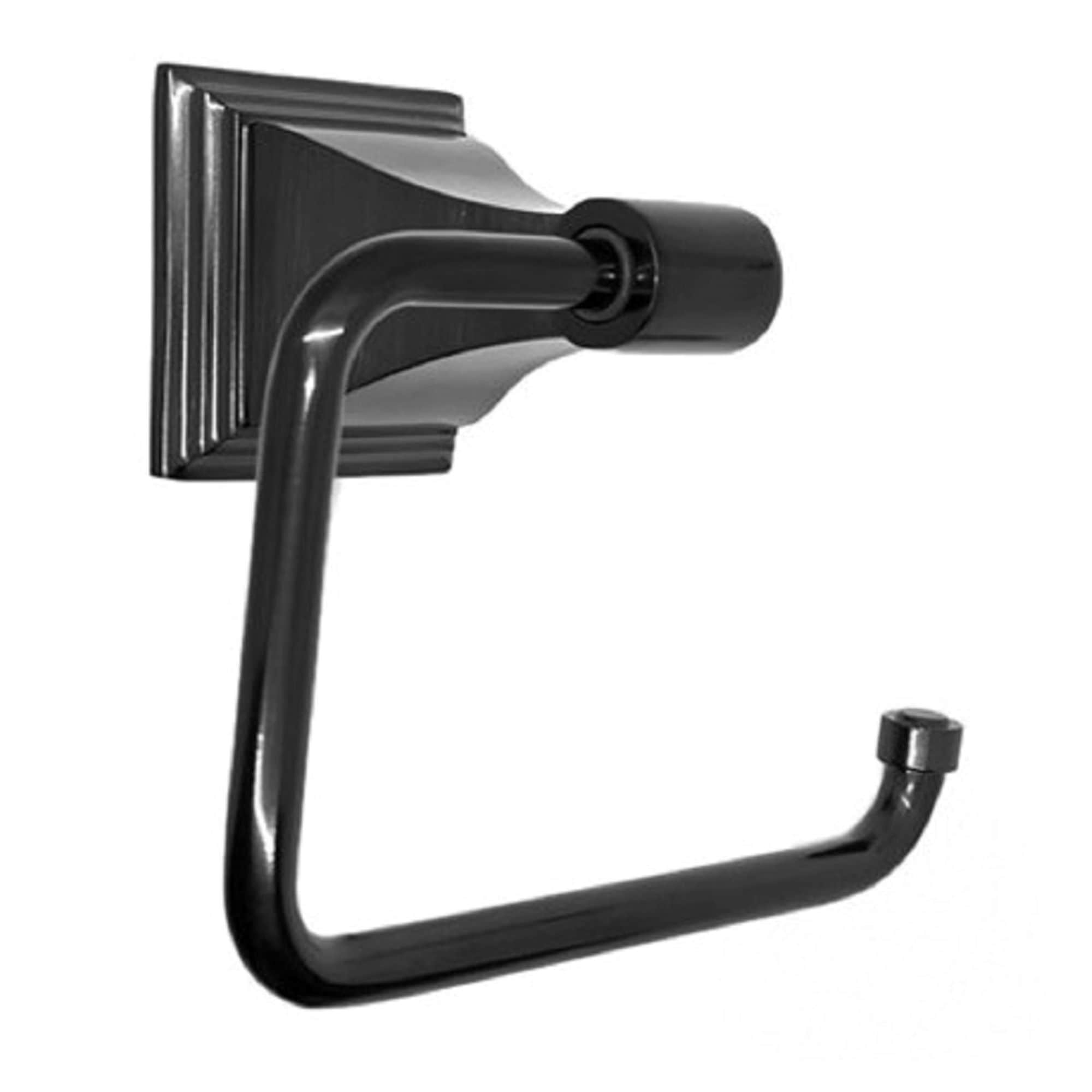 Juego de hardware para baño decorativo en negro mate de 4 piezas, incluye barra de toalla, porta papel higiénico, anillo para toalla y gancho para bata Leonard.