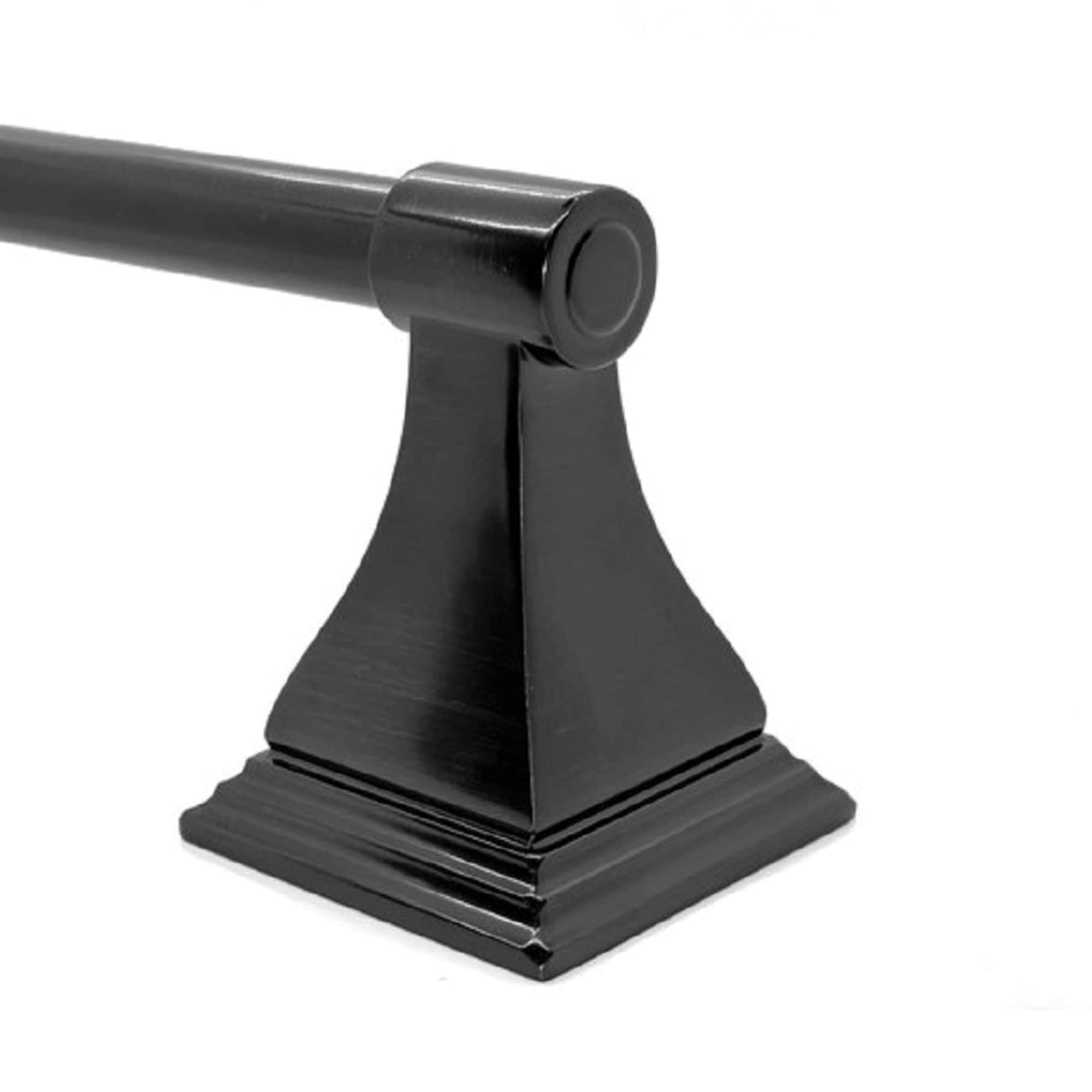 Juego de hardware para baño decorativo en negro mate de 4 piezas, incluye barra de toalla, porta papel higiénico, anillo para toalla y gancho para bata Leonard.