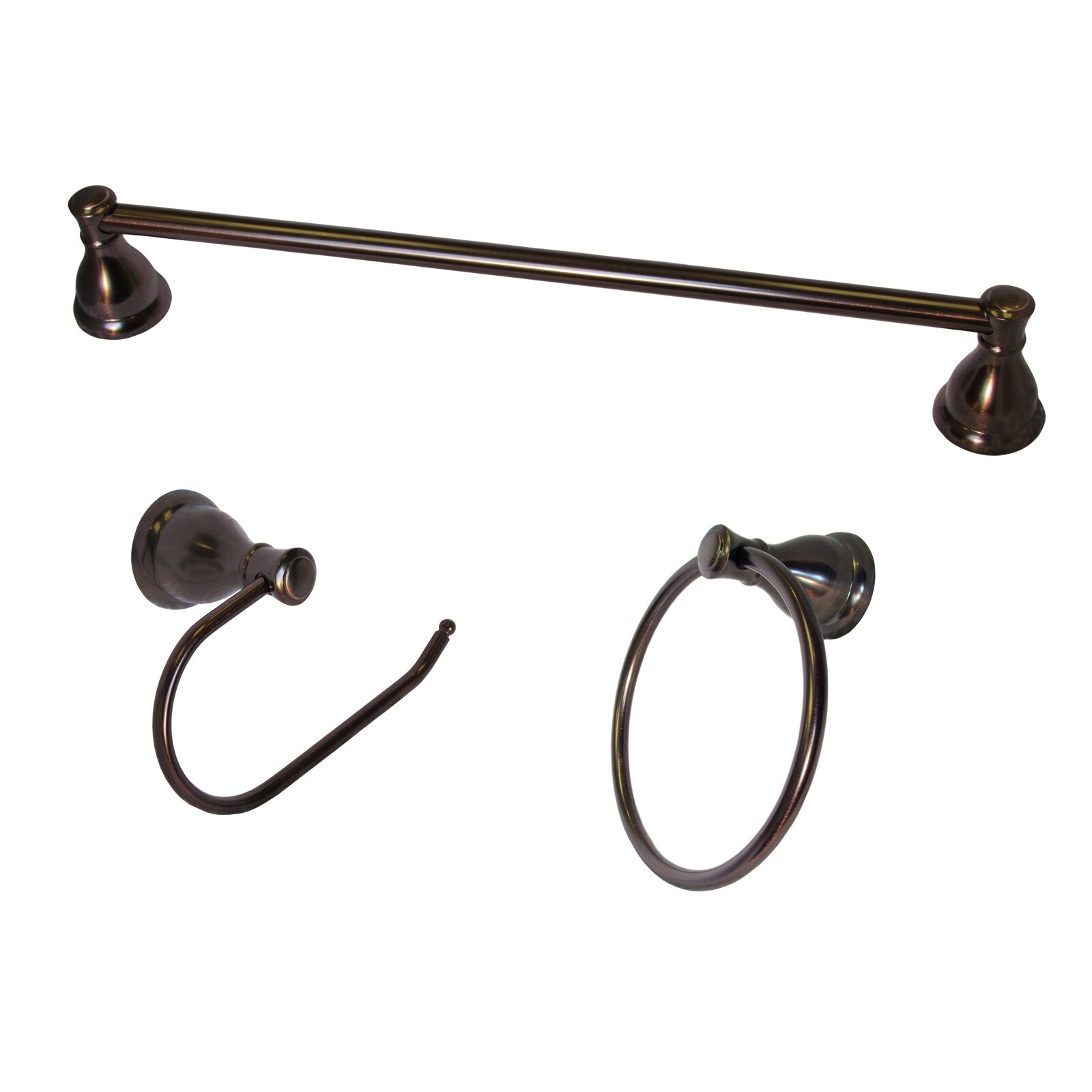 Juego de accesorios decorativos para baño en bronce envejecido de 3 piezas ARISTA Castilla: barra para toallas, portarrollos de papel higiénico y argolla para toallas. Incluye 5903-3SET-ORB.