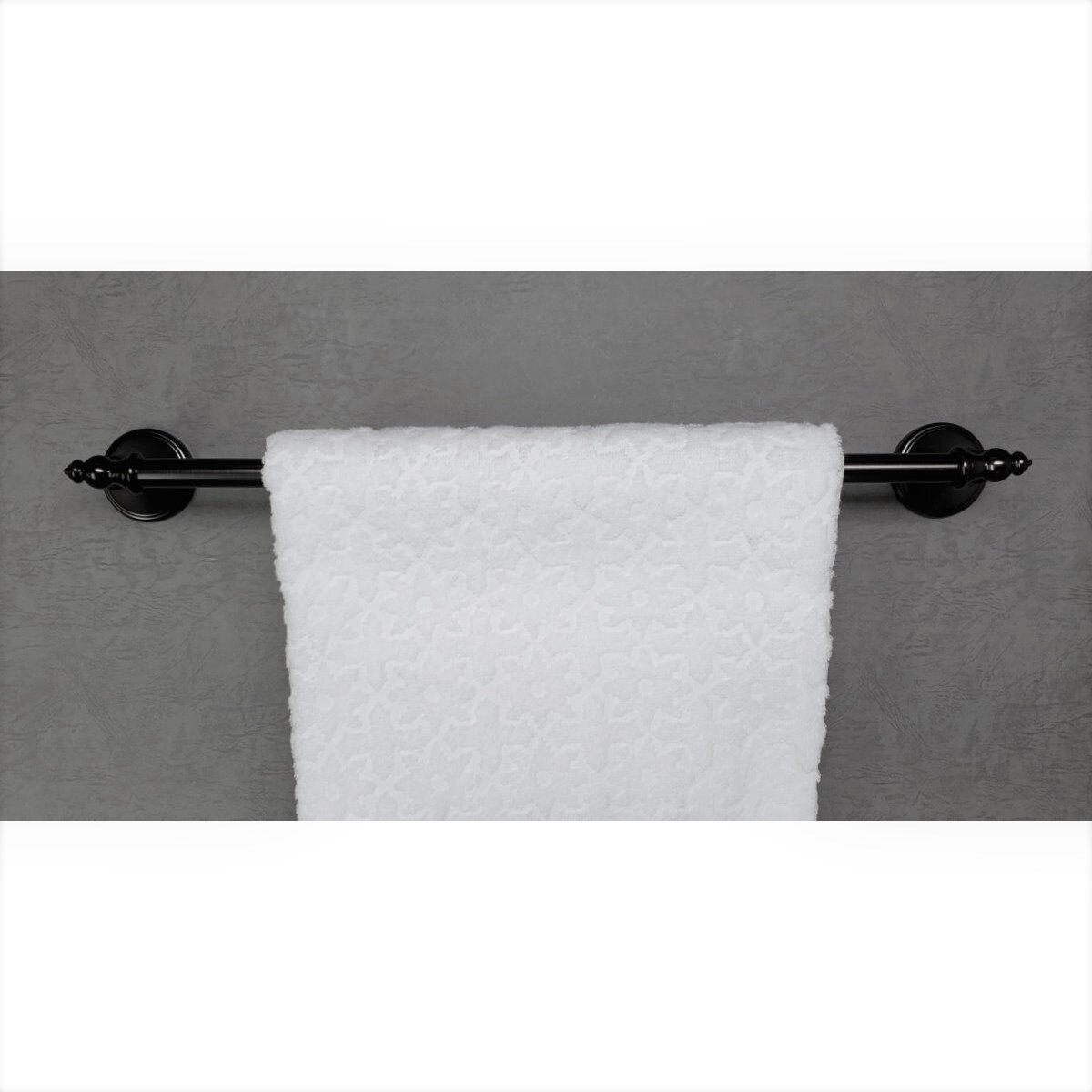 Juego de accesorios de baño decorativos ARISTA de 4 piezas en acabado negro mate Annchester: Barra para toallas, porta papel higiénico, argolla para toallas y gancho para batas incluidos 5305-4SET-MB